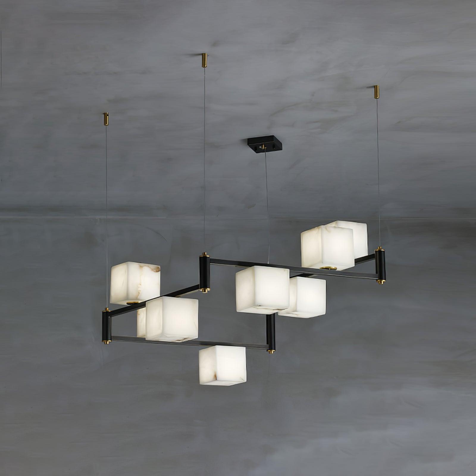 Alabaster Square Box Chandelier - Cueteks