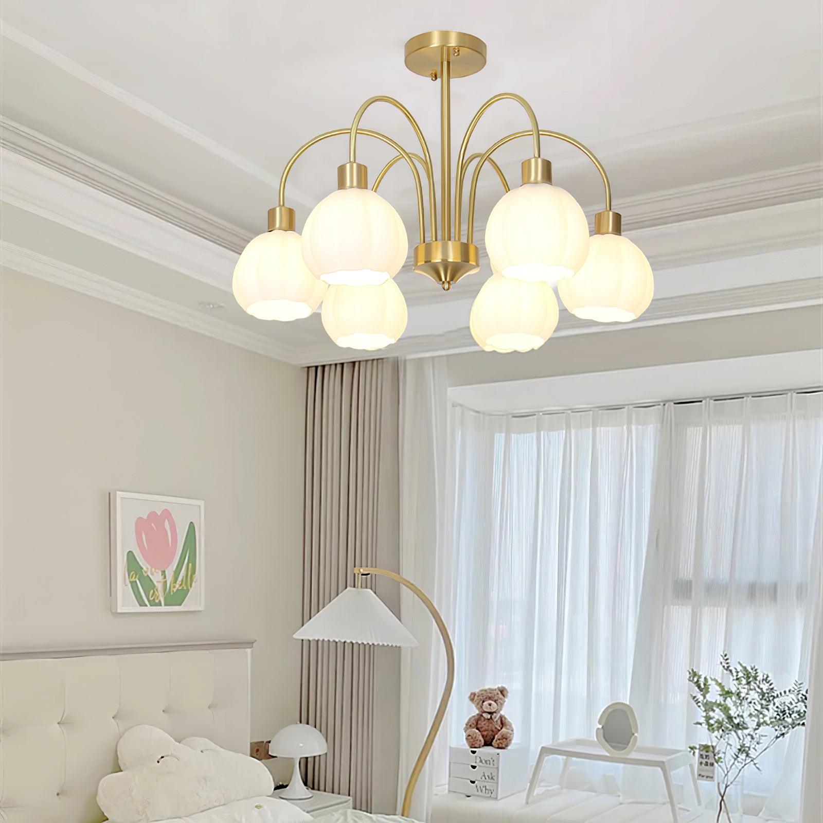 Glass Pumpkin Gold Chandelier - Cueteks