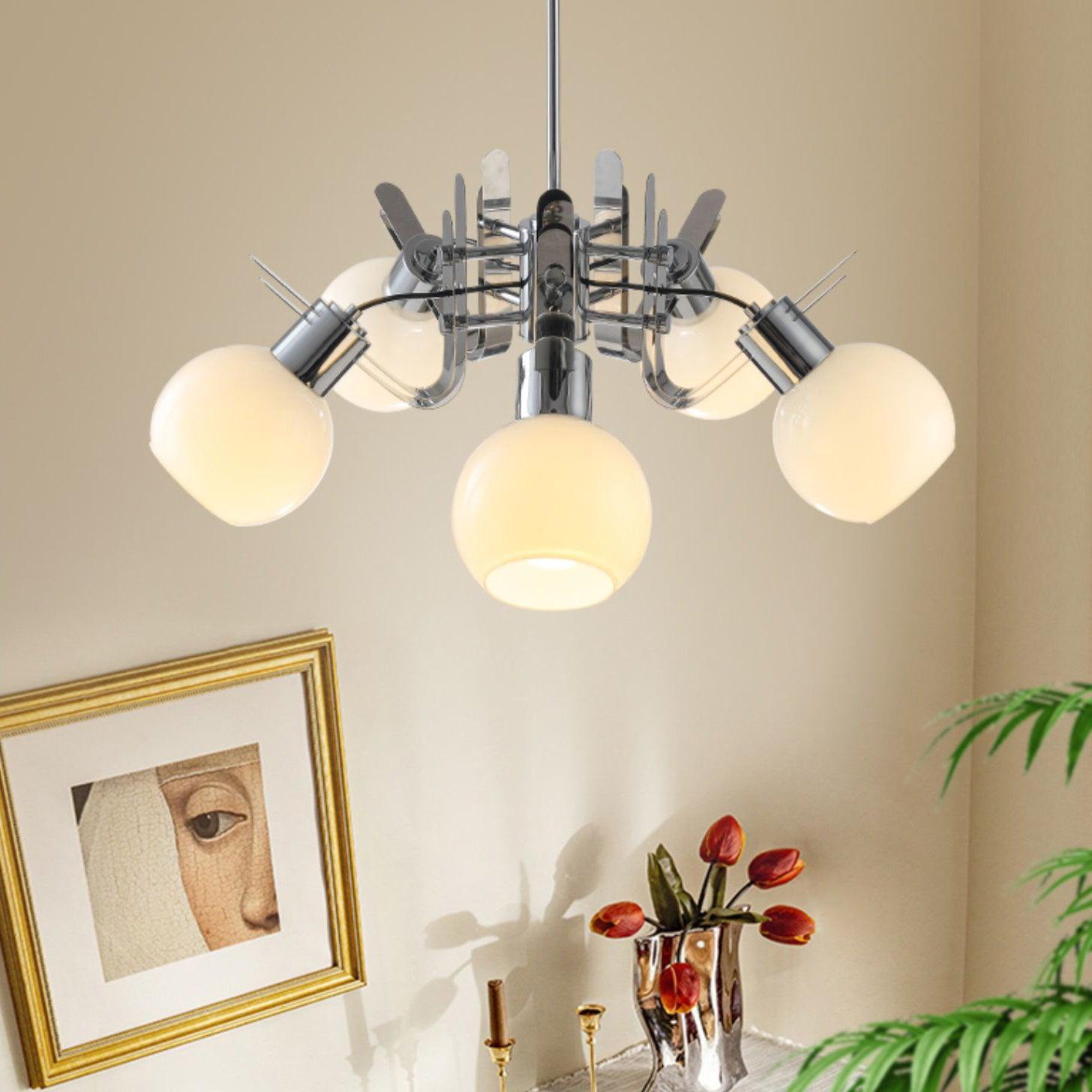 Vintage Geometrical Chrome Chandelier - Cueteks