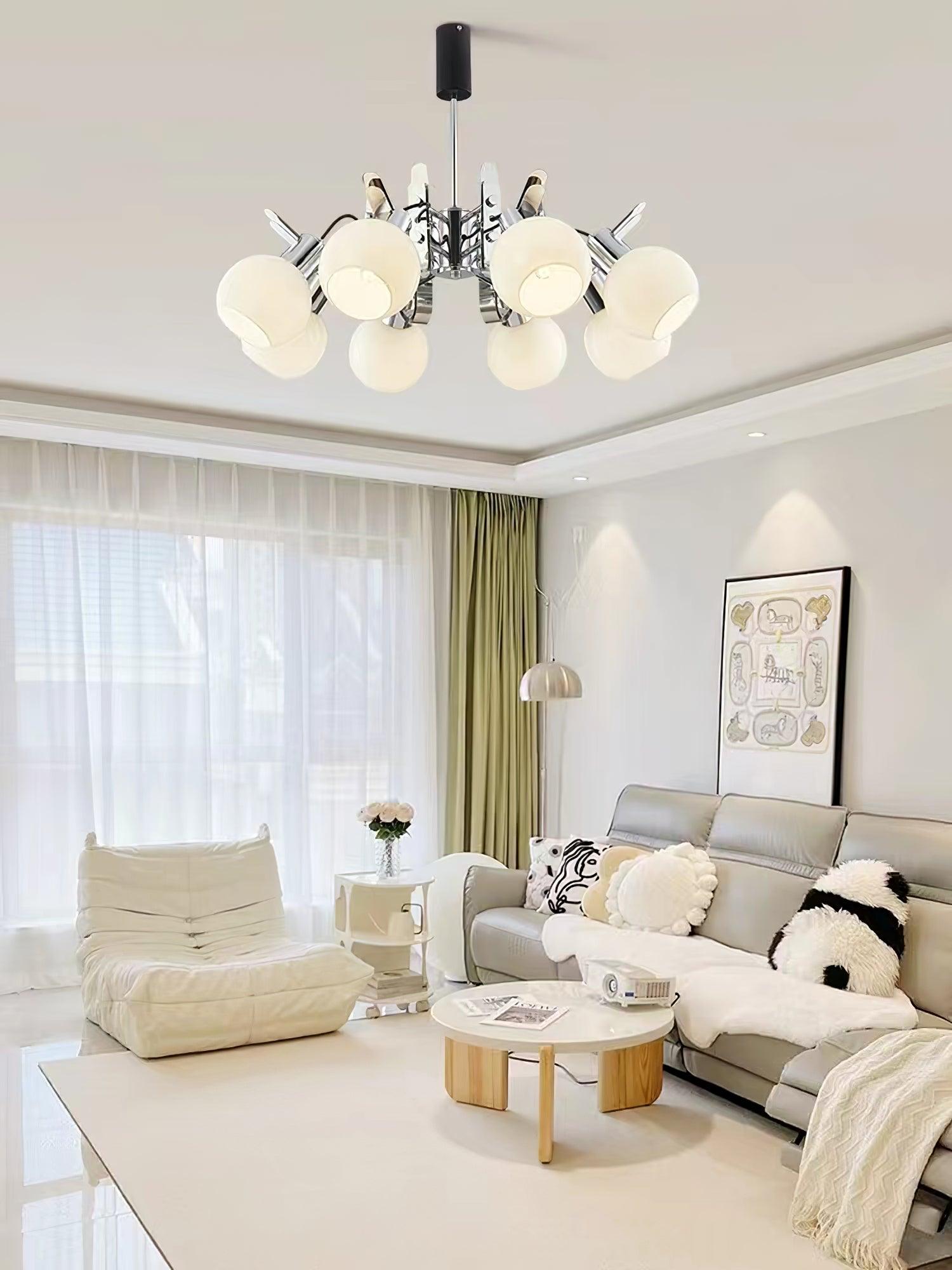 Vintage Geometrical Chrome Chandelier - Cueteks