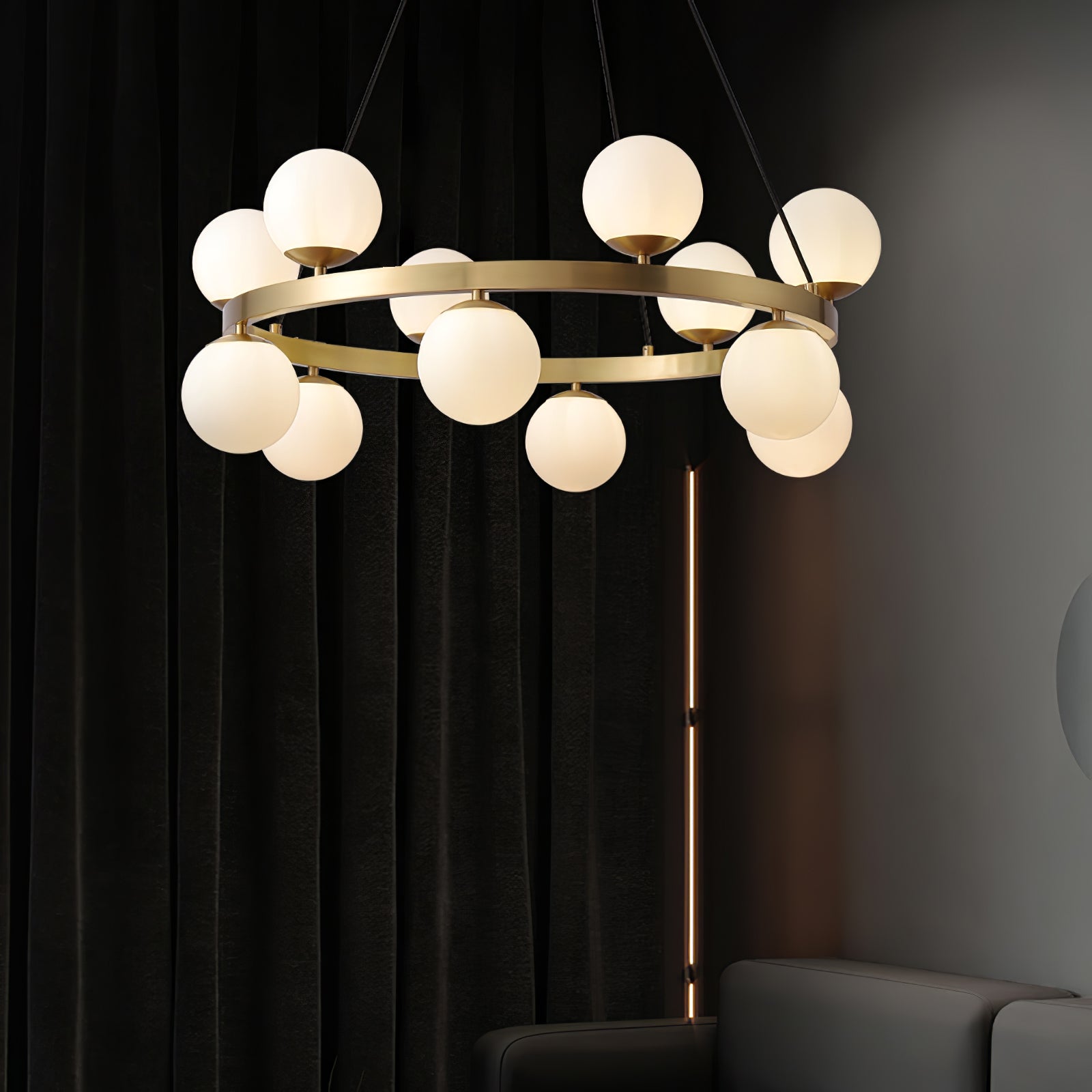 Bubbles Brass Ring Chandelier - Cueteks