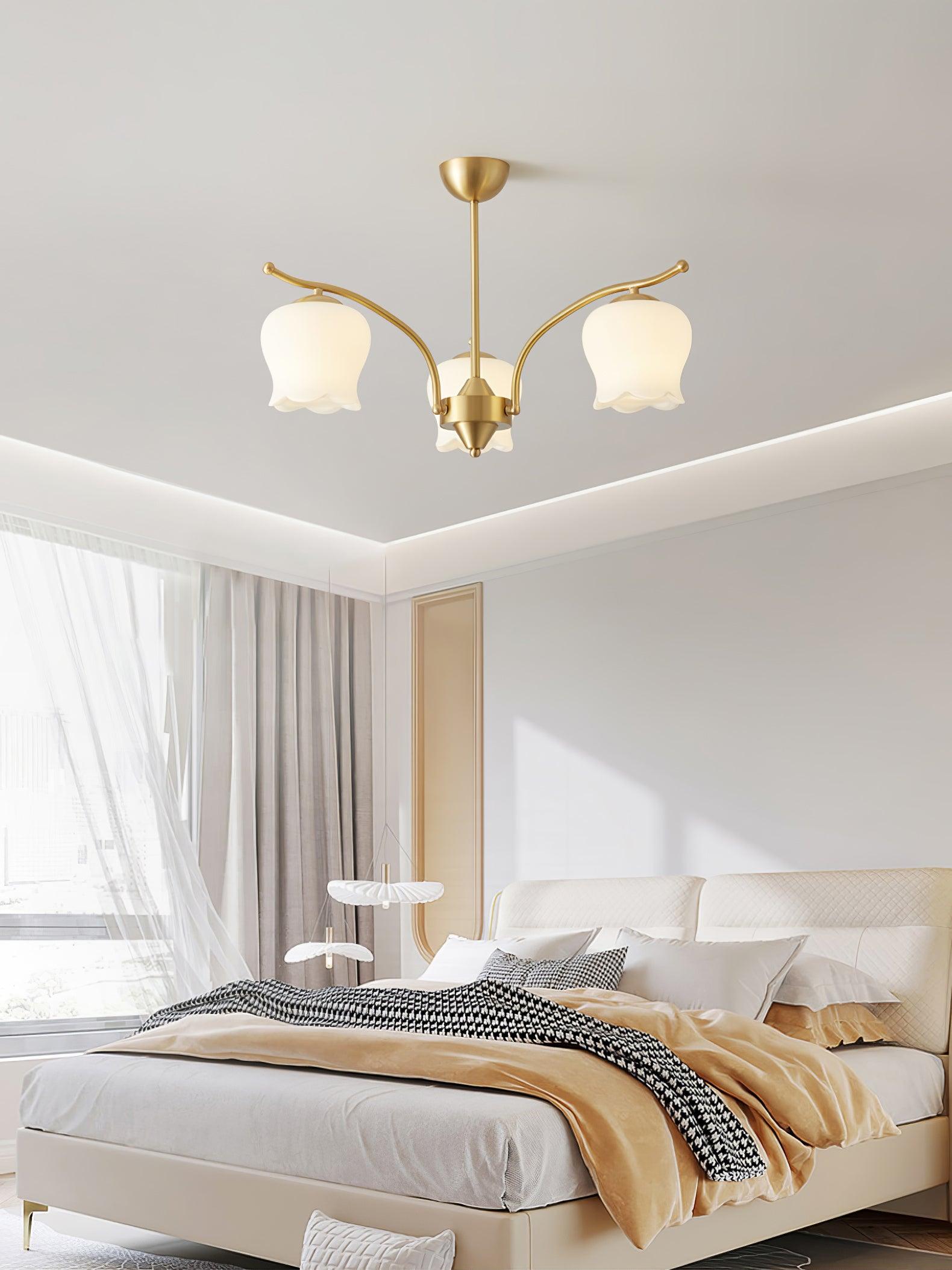 Tulip Brass Chandelier - Cueteks