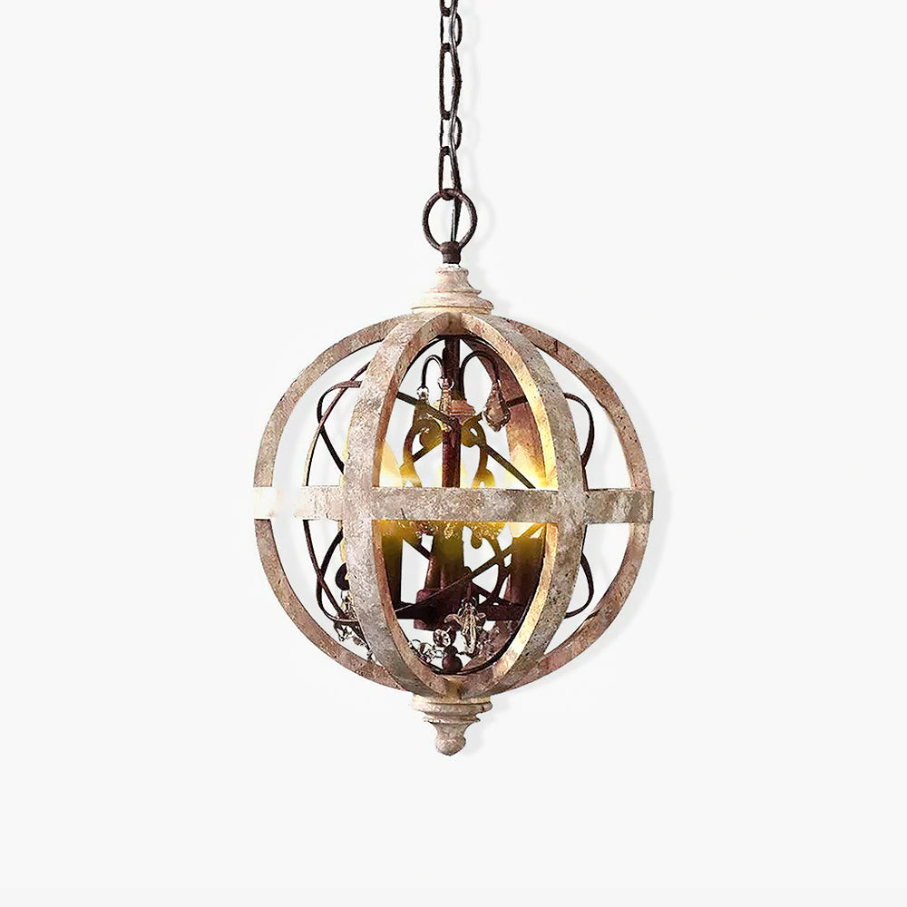 Retro Globe Weathered Chandelier - Cueteks