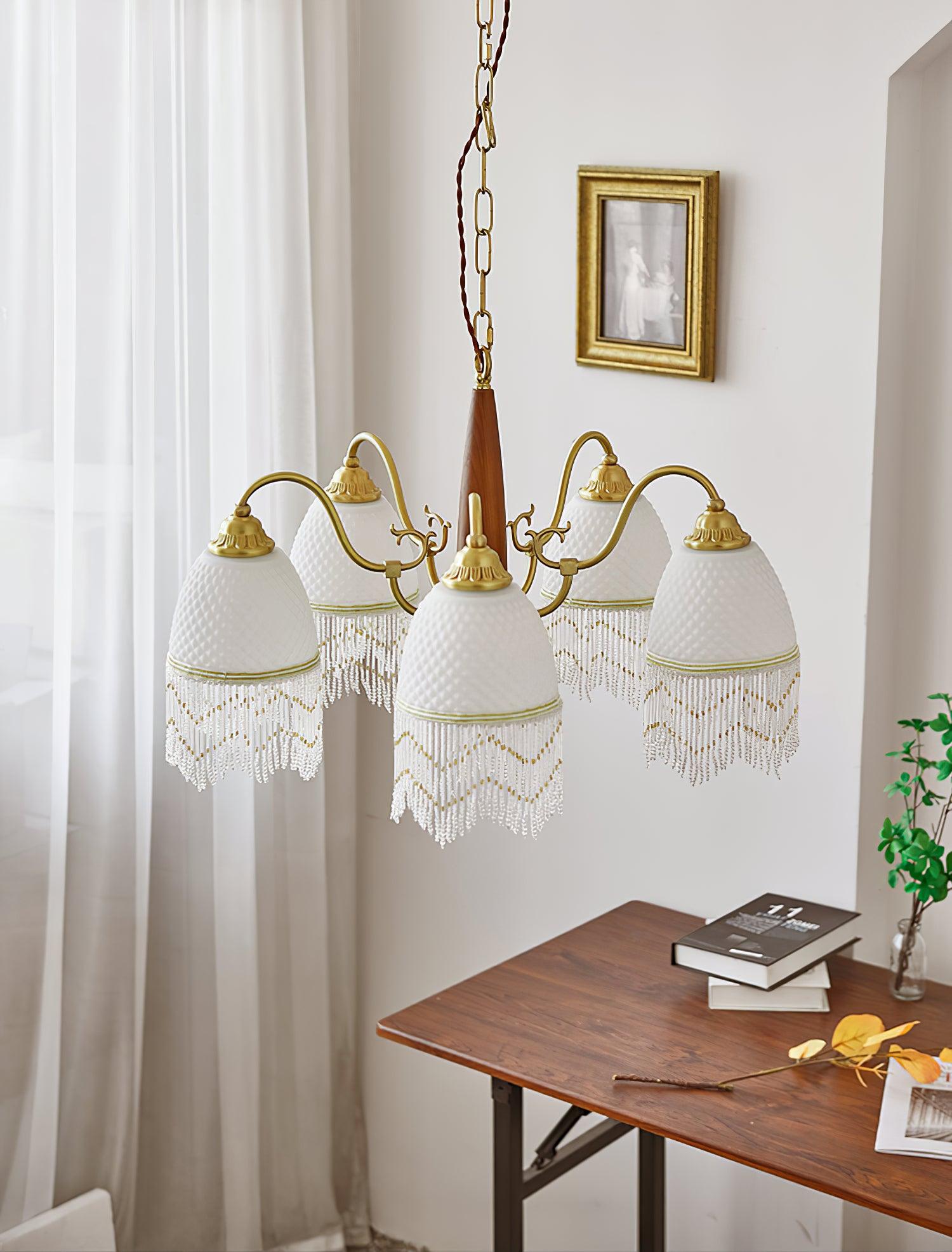 Mesh Tassel Glass Chandelier - Cueteks