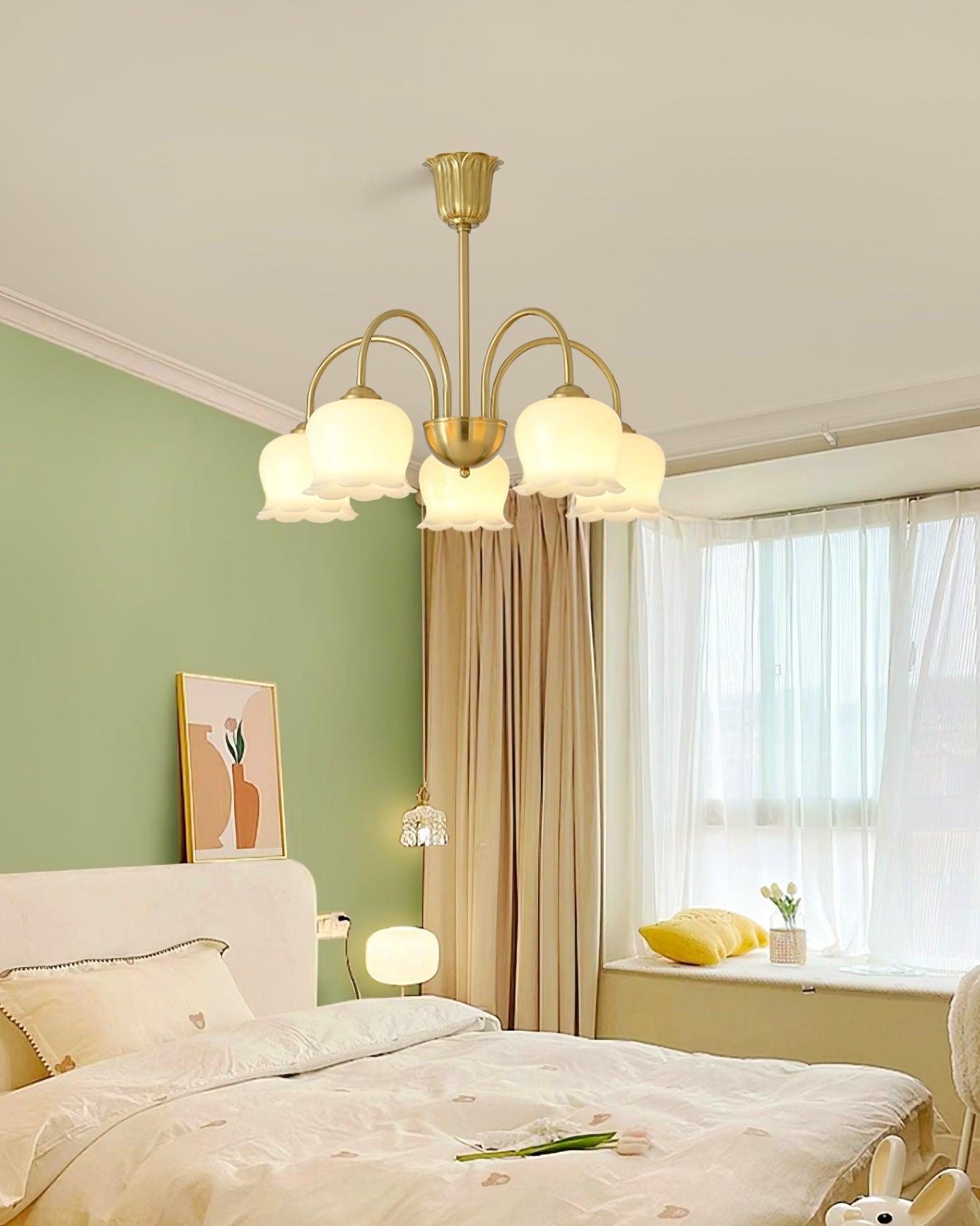 Orchids Brass Chandelier - Cueteks