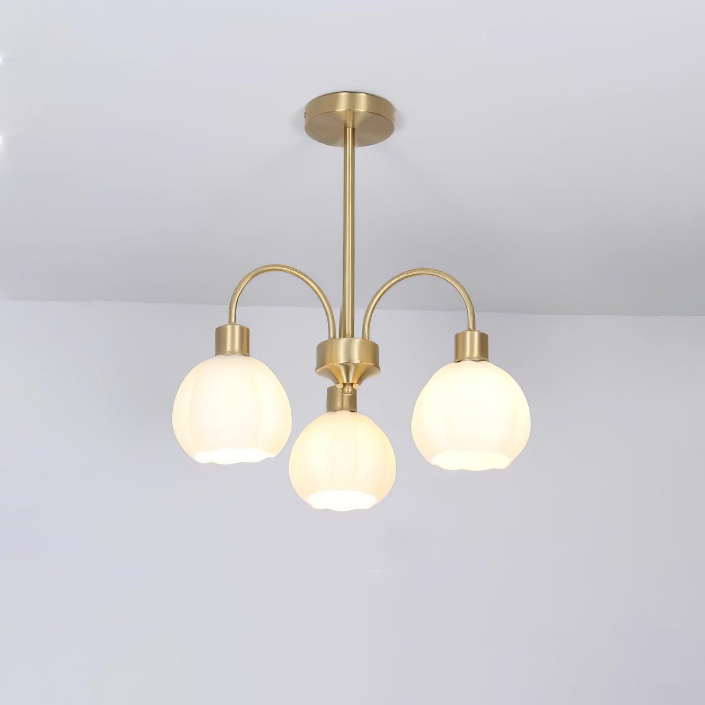 Glass Pumpkin Gold Chandelier - Cueteks