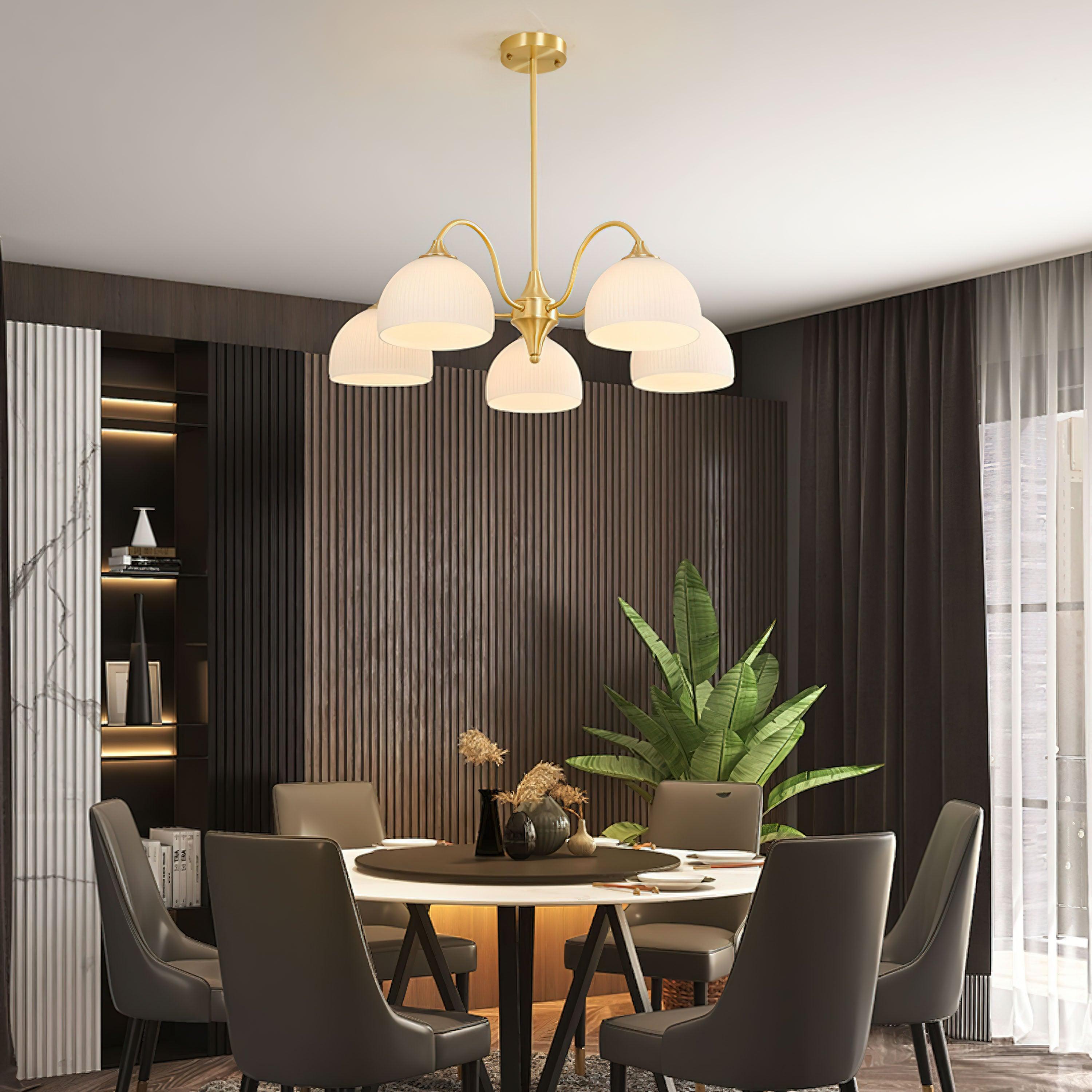 Striped Glass Bowl Chandelier - Cueteks