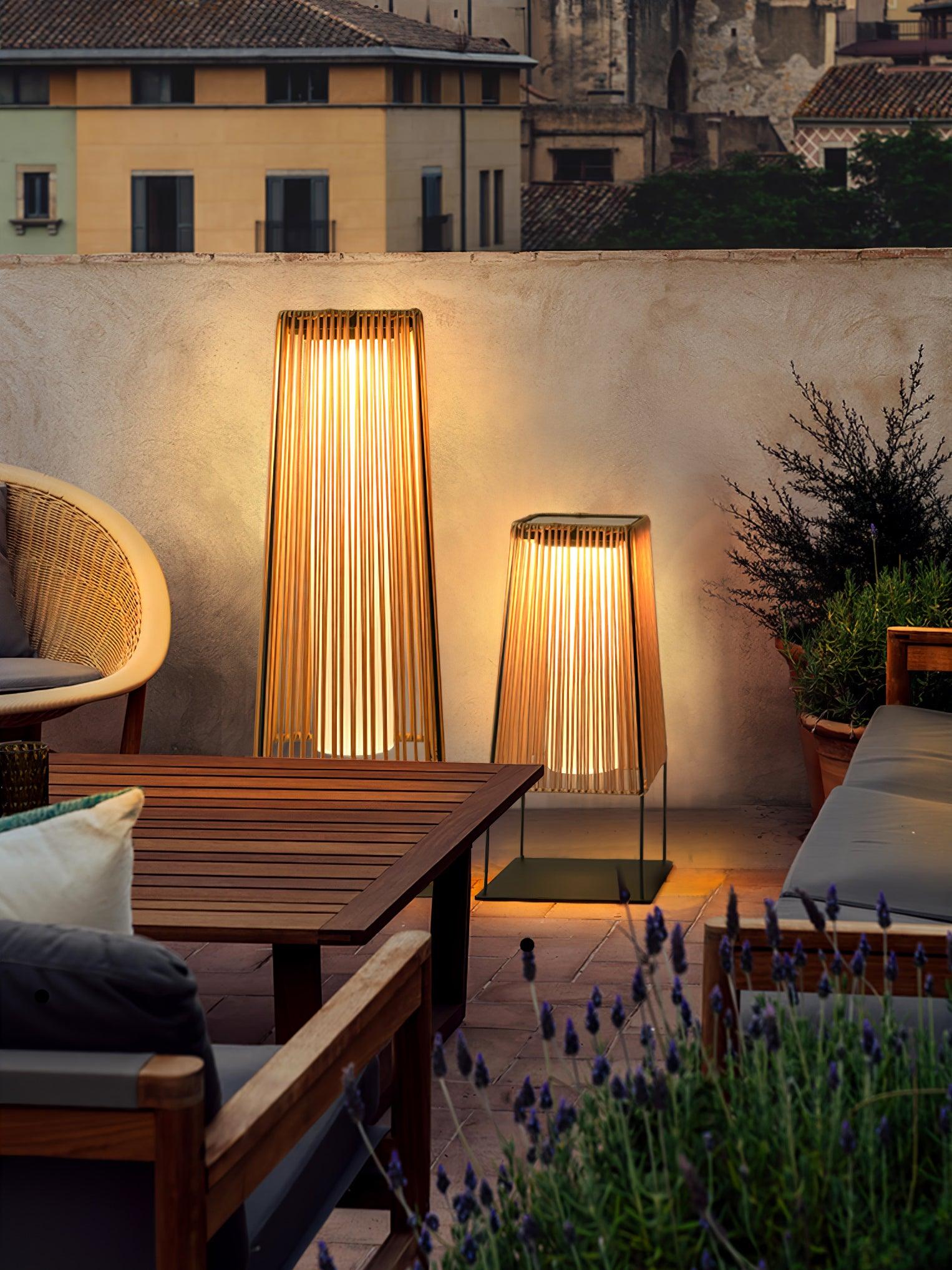 Plastic Rattan Outdoor Post Light with Solar Panel - Cueteks