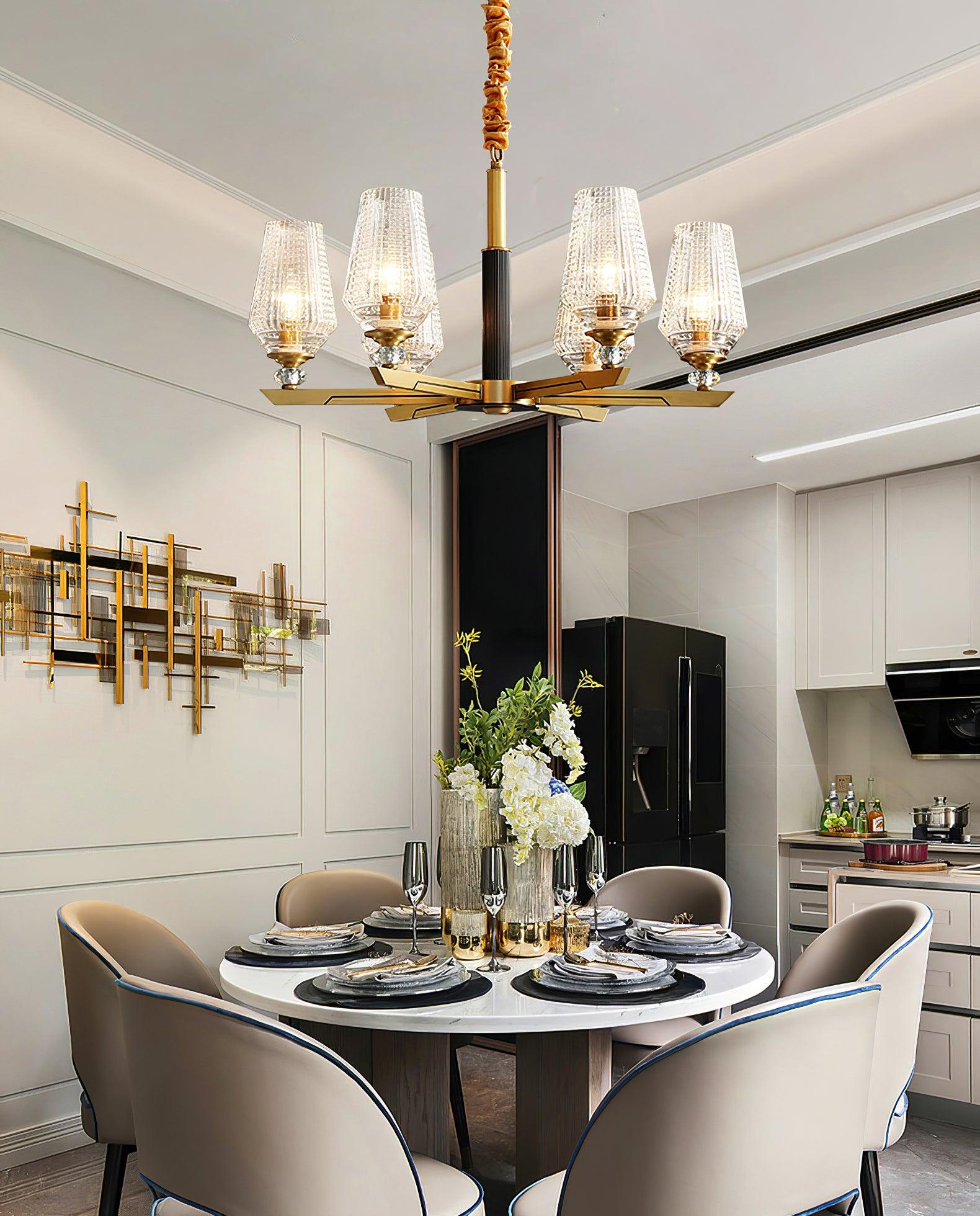 Orrefors Brass Chandelier - Cueteks
