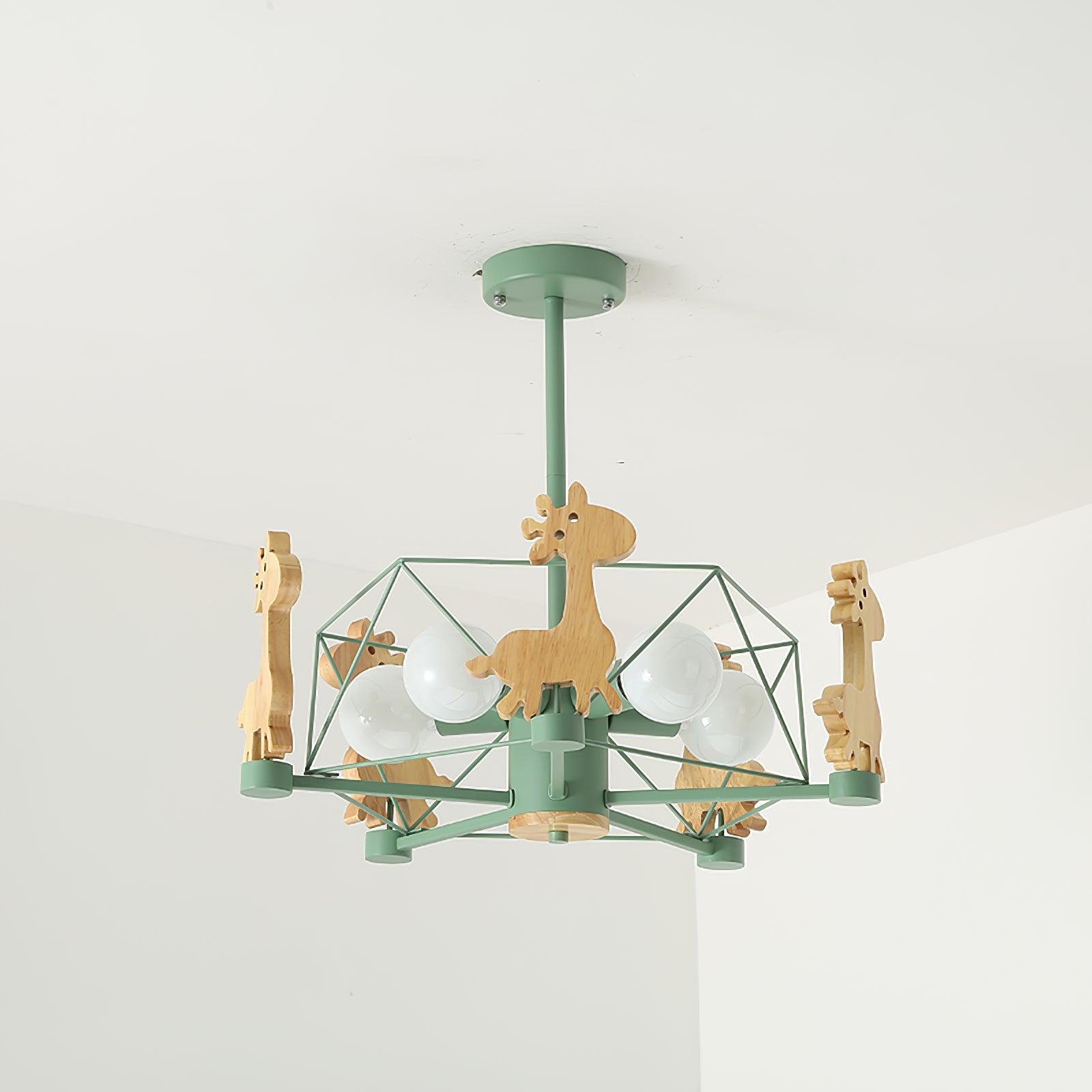 Lovely Deer Wooden Chandelier - Cueteks
