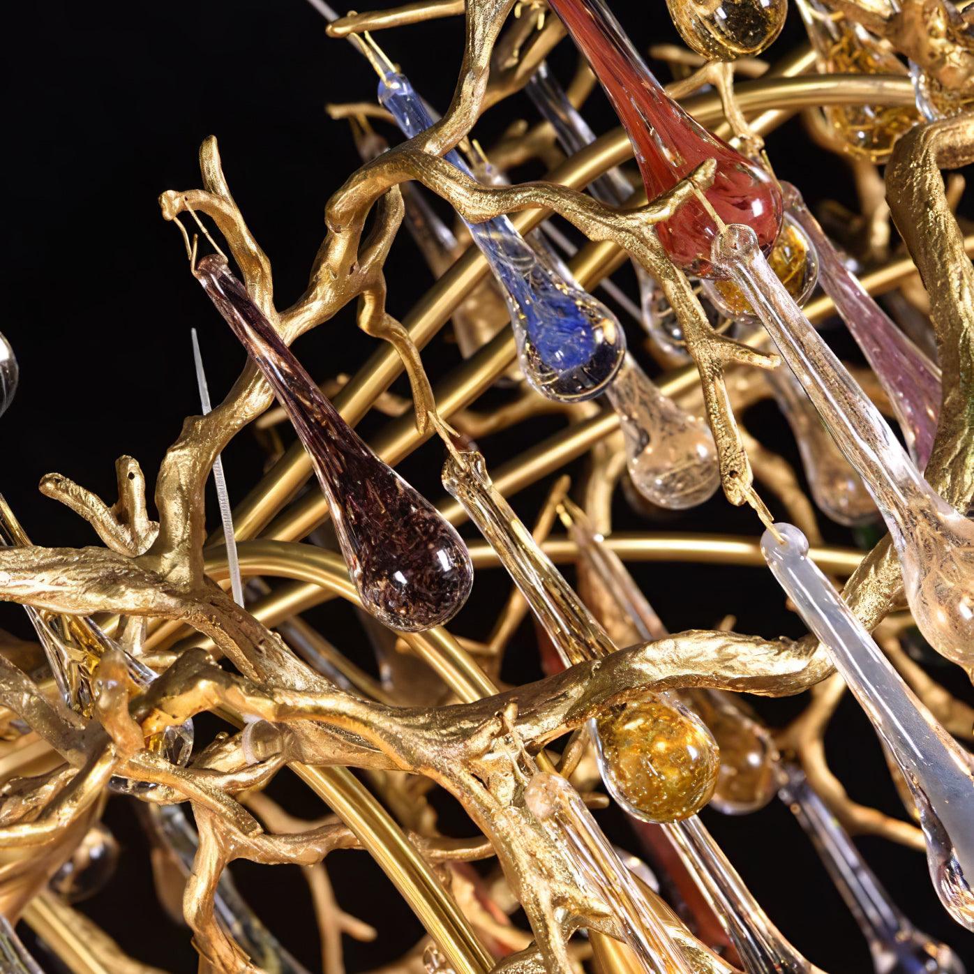 Colorful Raindrop Brass Branch Chandelier - Cueteks