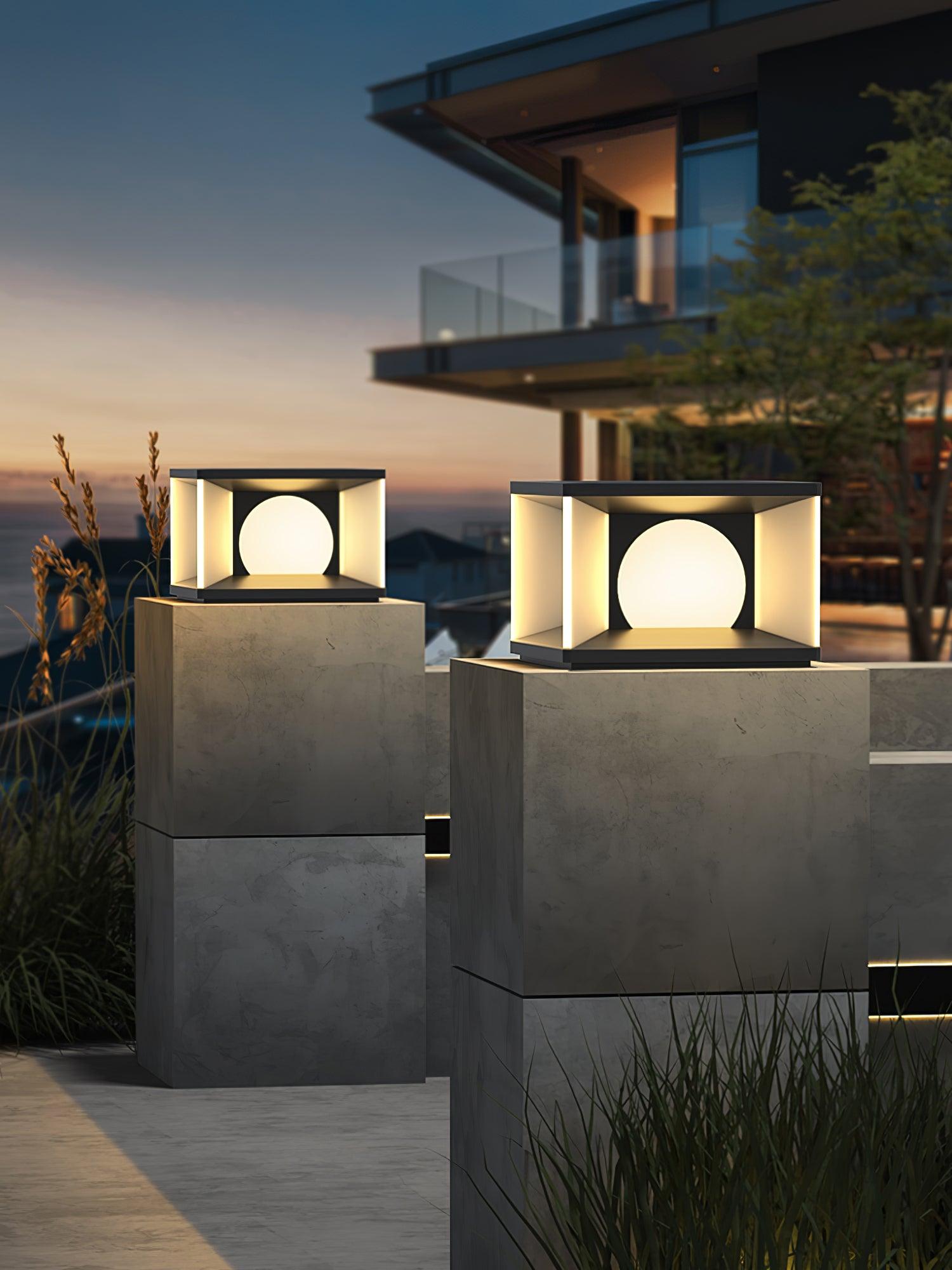 Eclipse Cube Outdoor Post Light - Cueteks