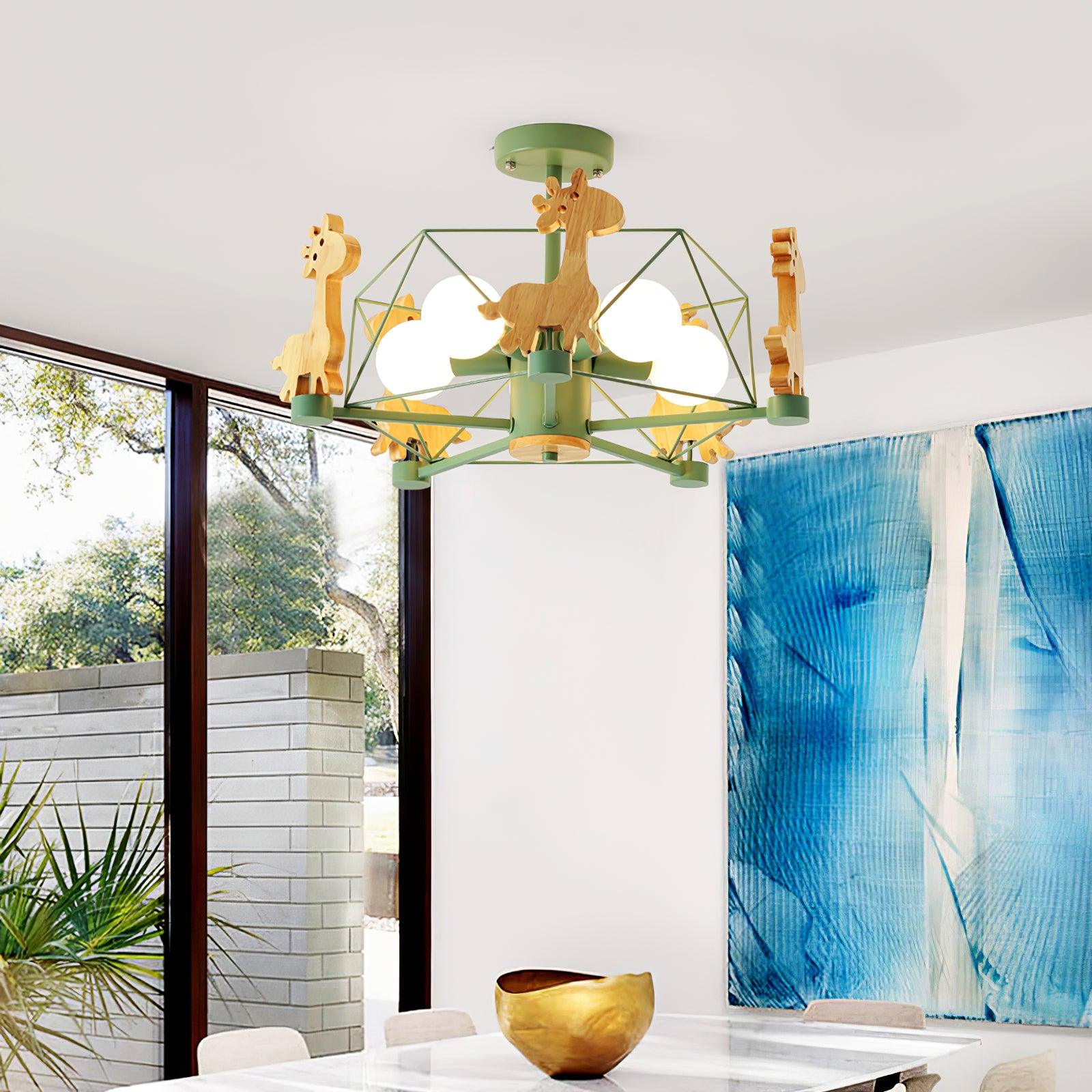 Lovely Deer Wooden Chandelier - Cueteks