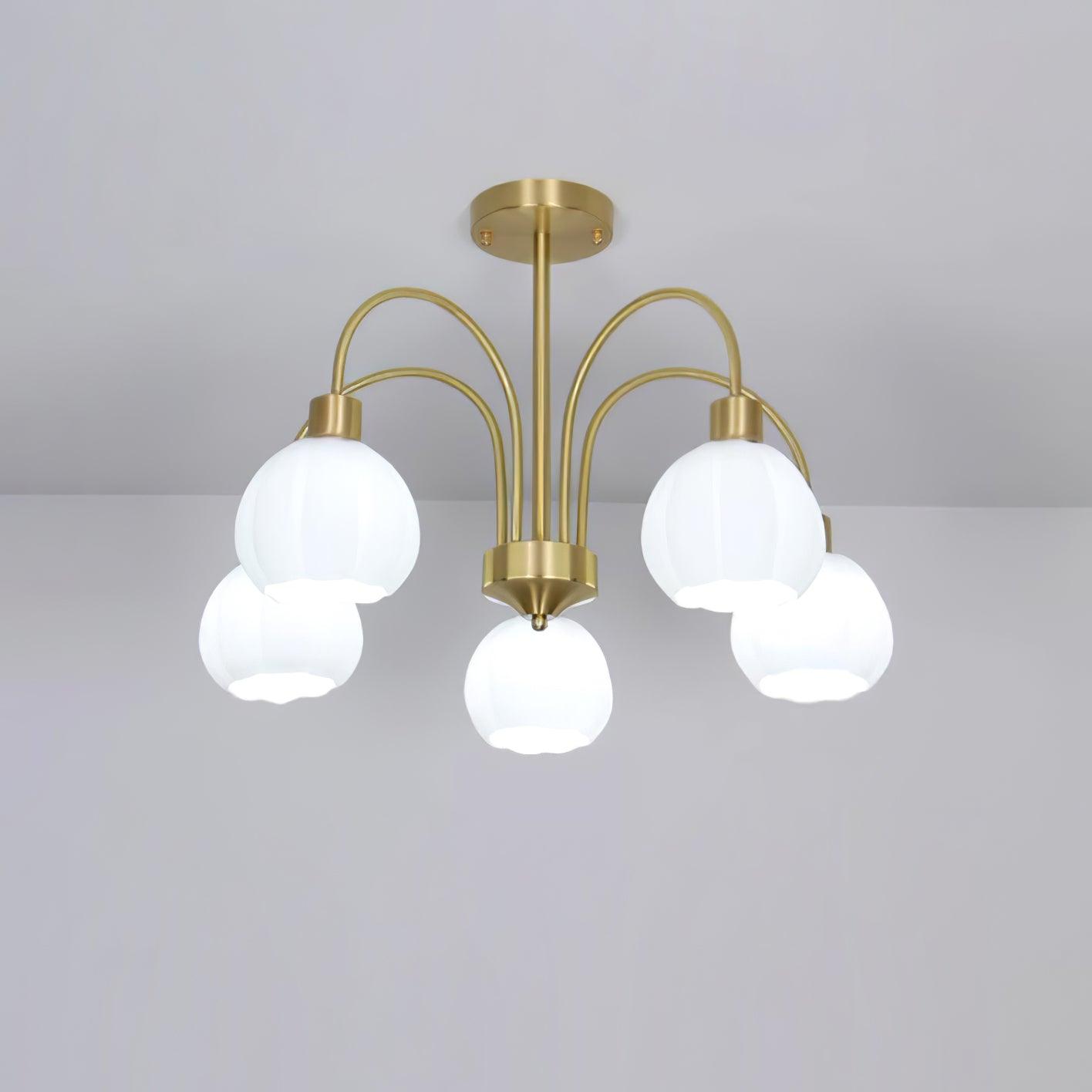 Glass Pumpkin Gold Chandelier - Cueteks