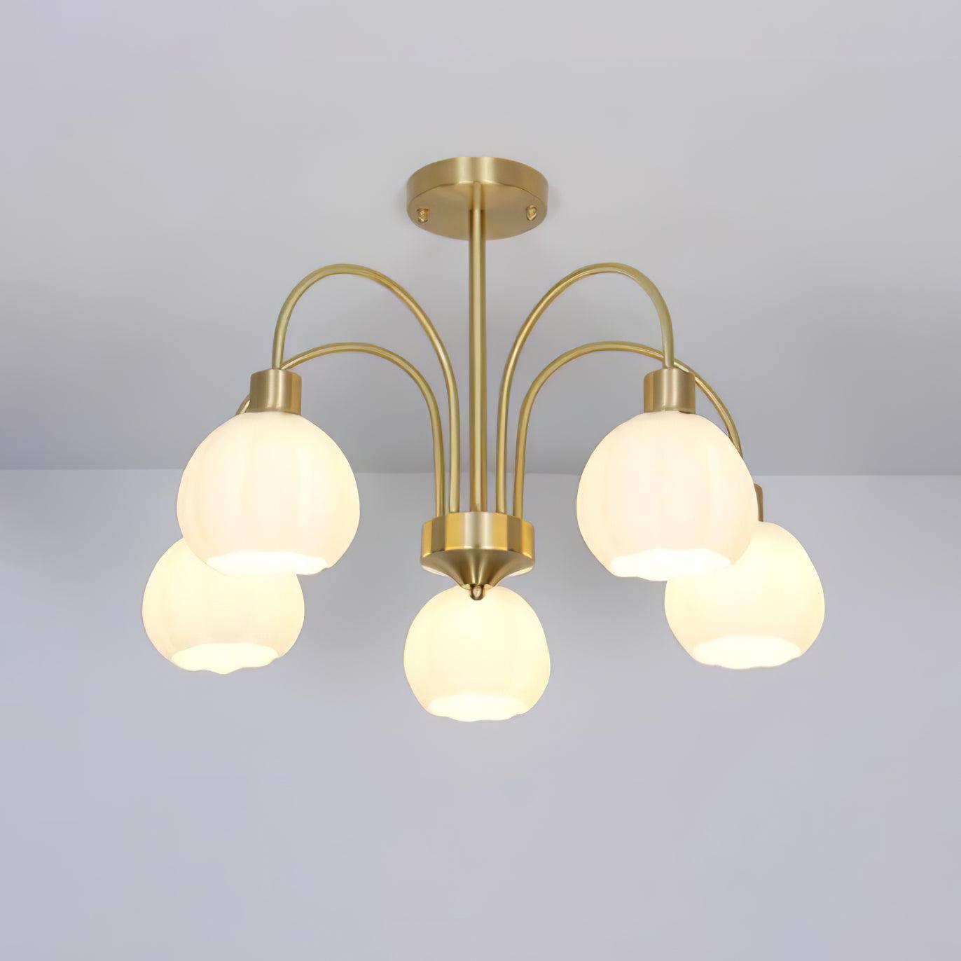 Glass Pumpkin Gold Chandelier - Cueteks
