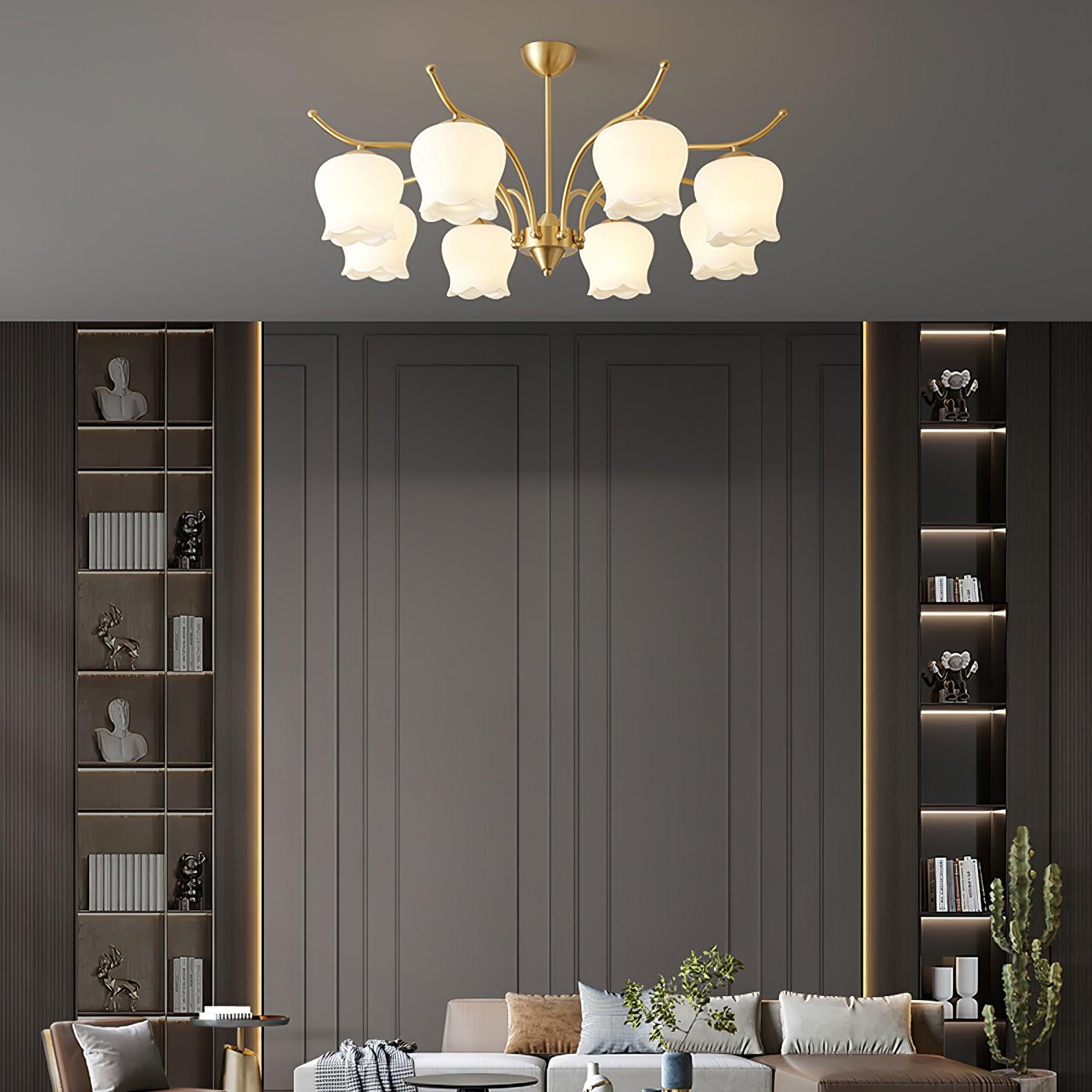 Tulip Brass Chandelier - Cueteks