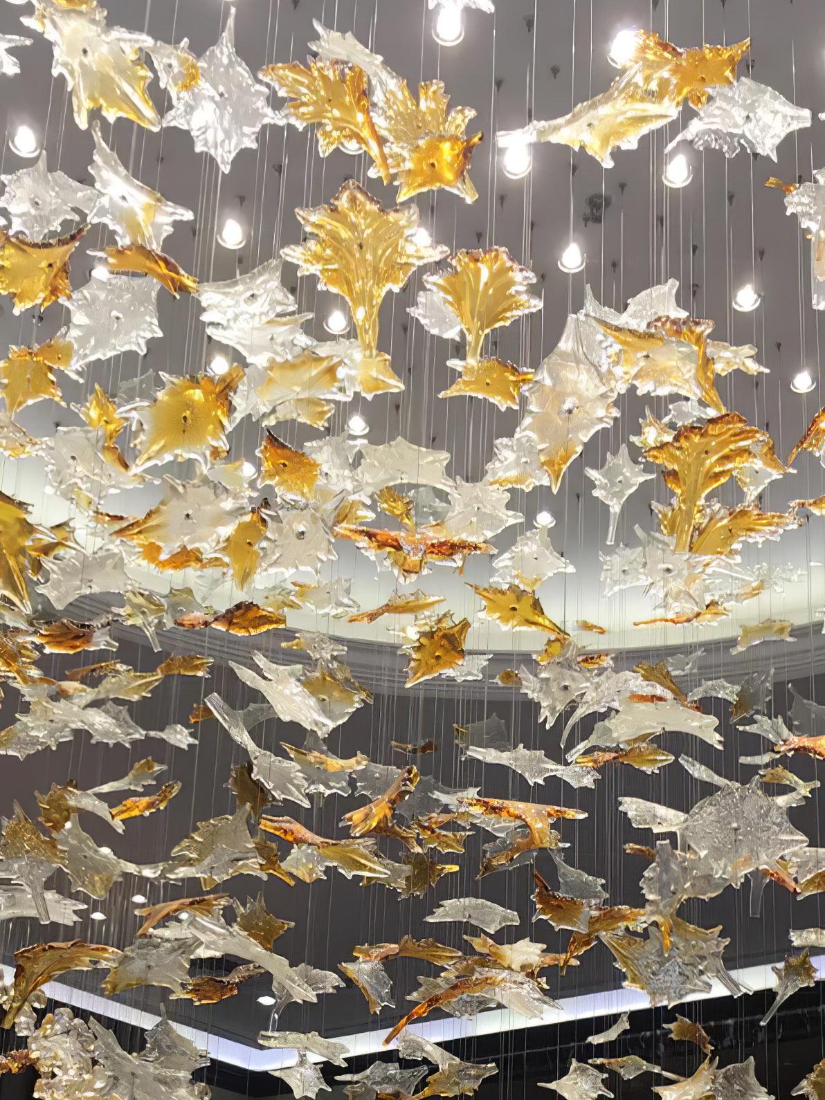Multicolor Crystal Maple Leaf Chandelier - Cueteks