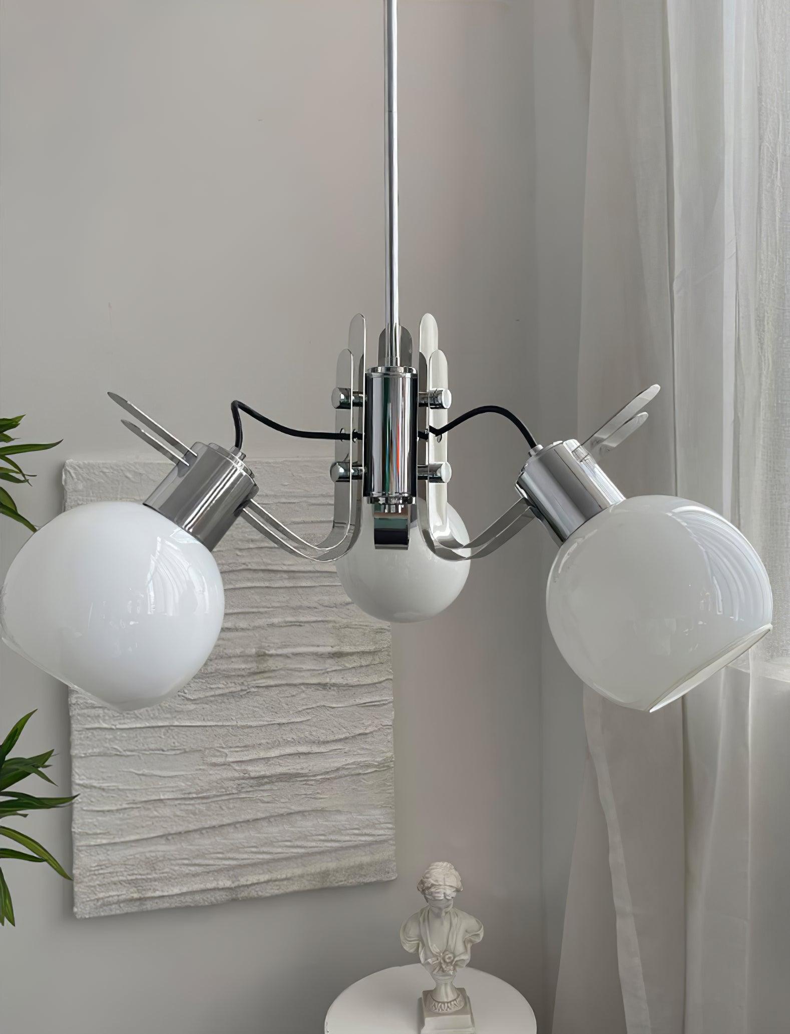 Vintage Geometrical Chrome Chandelier - Cueteks