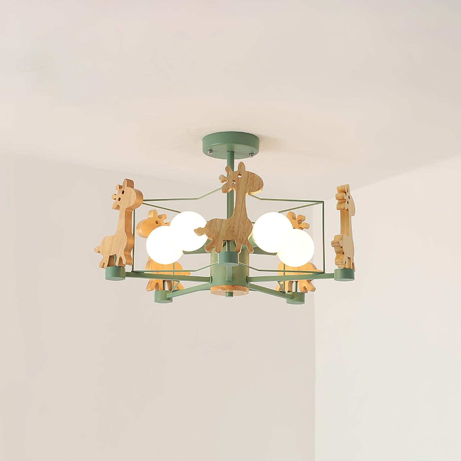 Lovely Deer Wooden Chandelier - Cueteks