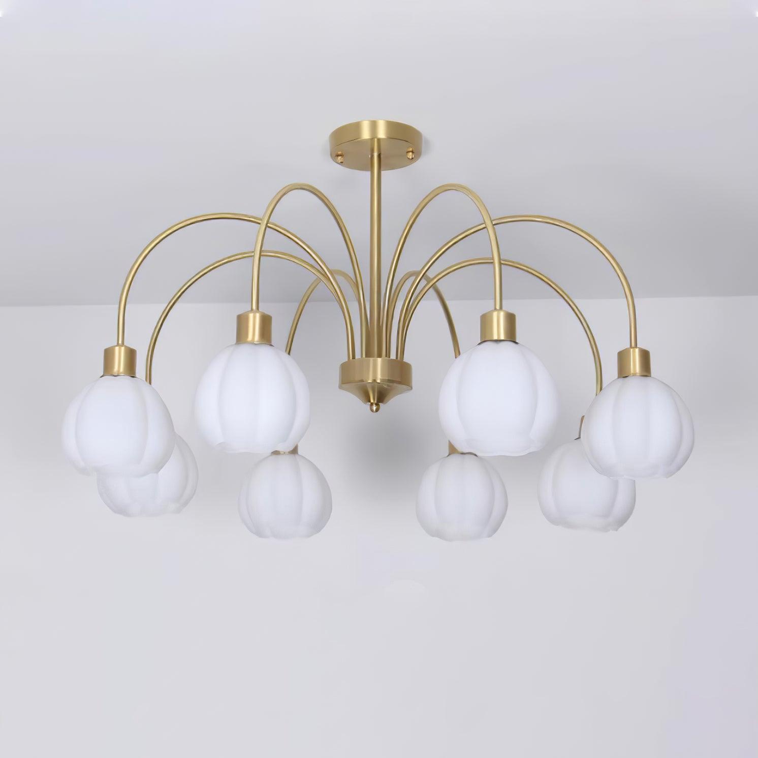Glass Pumpkin Gold Chandelier - Cueteks