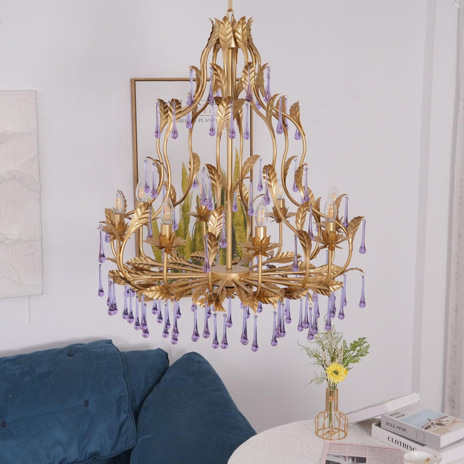 Amethyst Drops Crystal Chandelier - Cueteks
