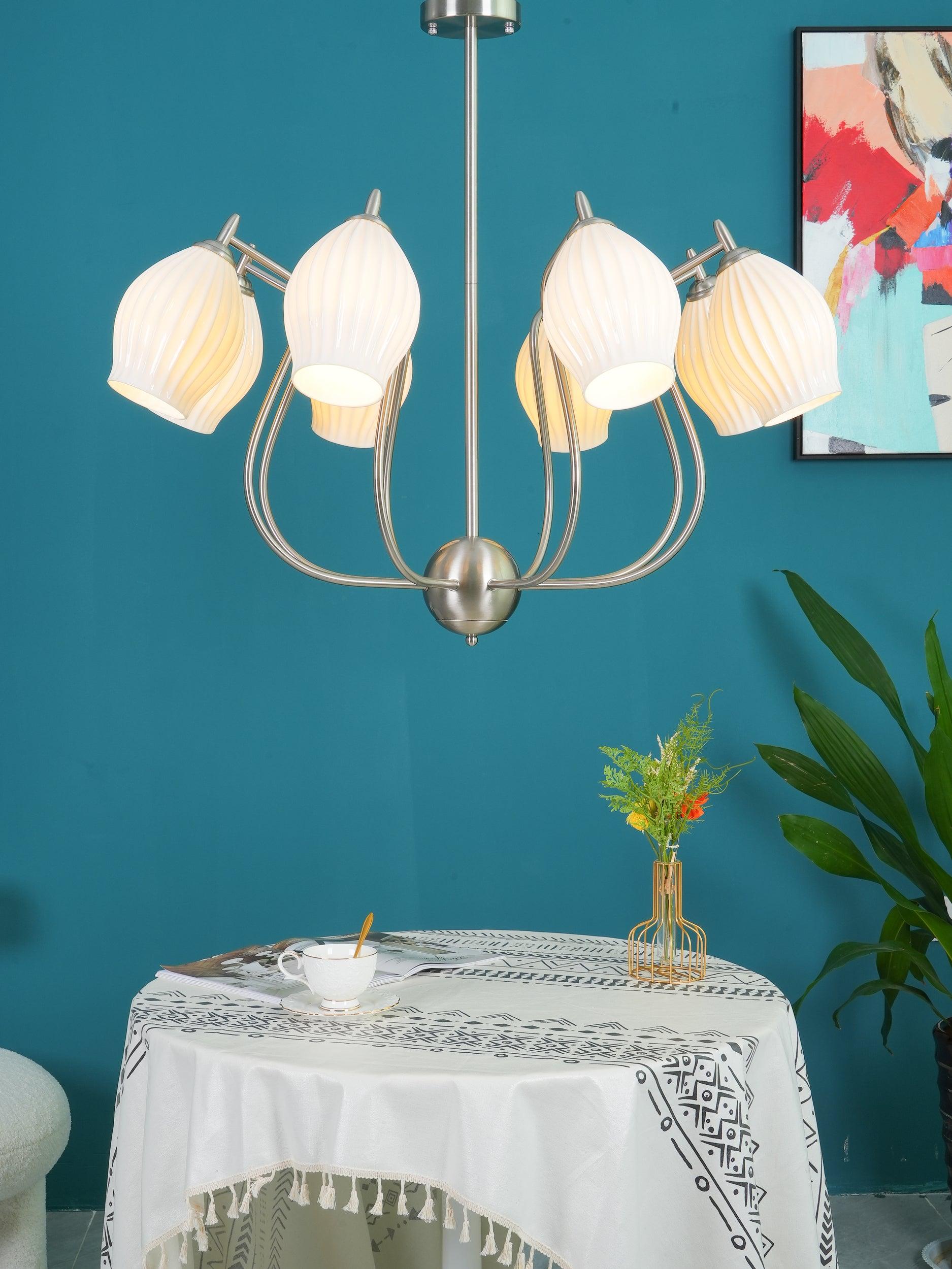 Ceramic Ribbed Chandelier - Cueteks
