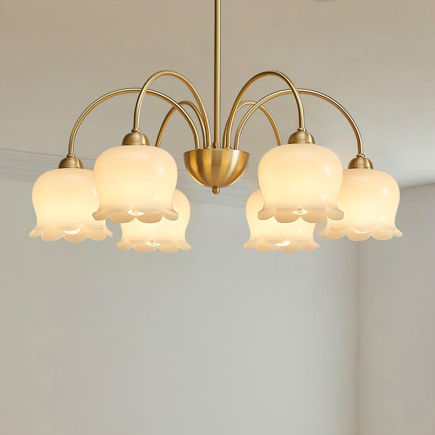 Orchids Brass Chandelier - Cueteks