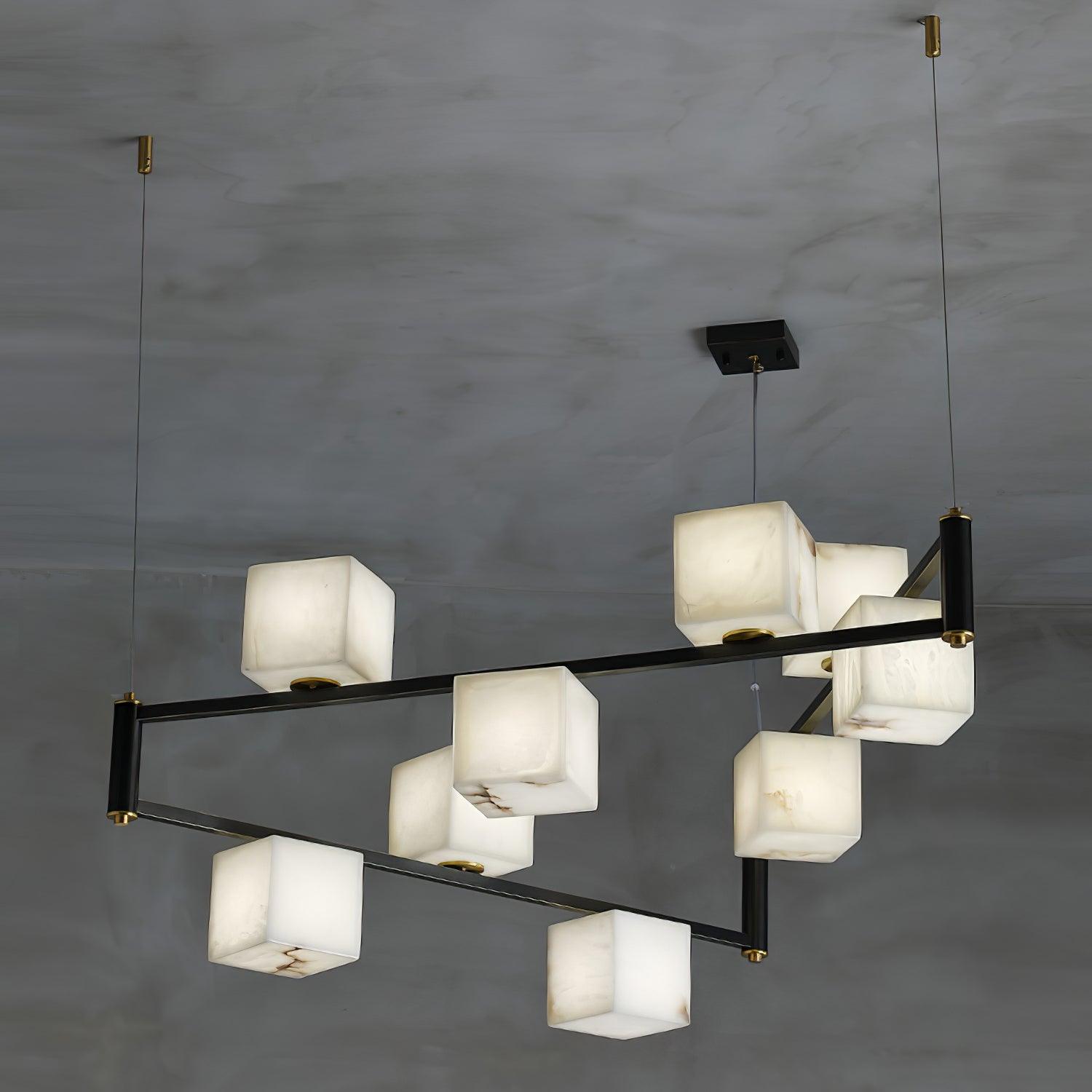 Alabaster Square Box Chandelier - Cueteks