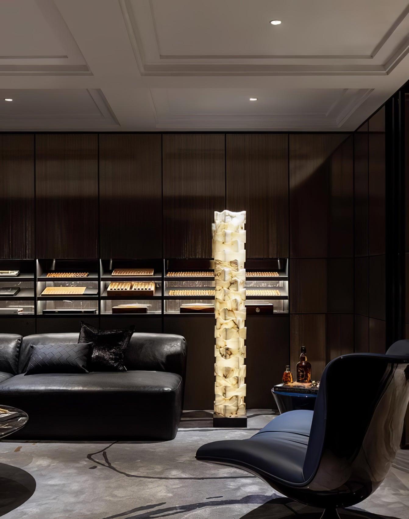 Stacked Alabaster Squares Floor Lamp - Cueteks