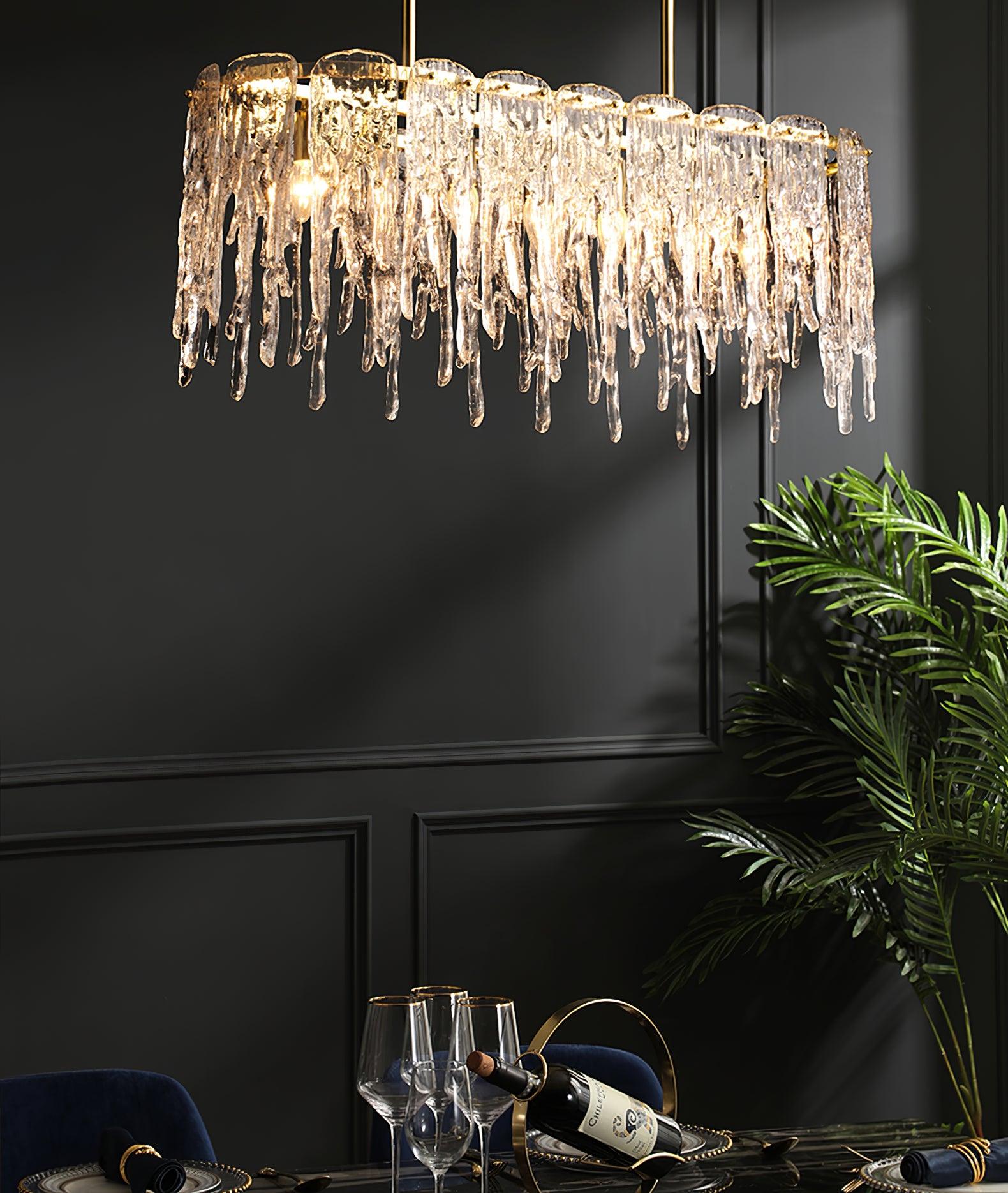 Rectangular Icicle Glass Chandelier - Cueteks