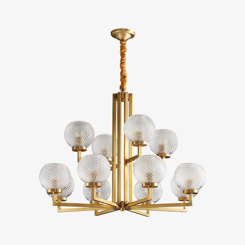 Ribbed Glass Brass Chandelier - Cueteks