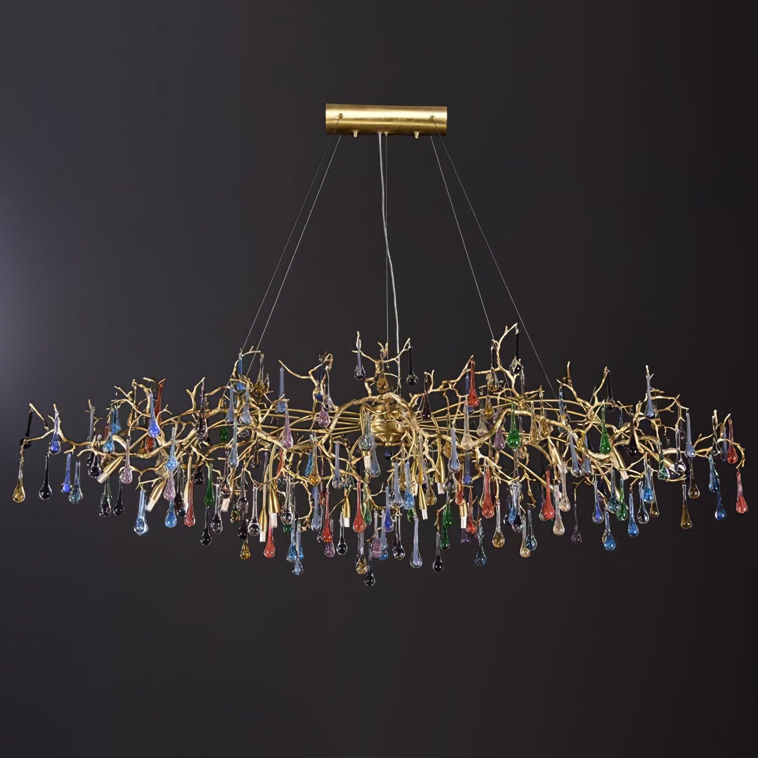 Colorful Raindrop Brass Branch Chandelier - Cueteks