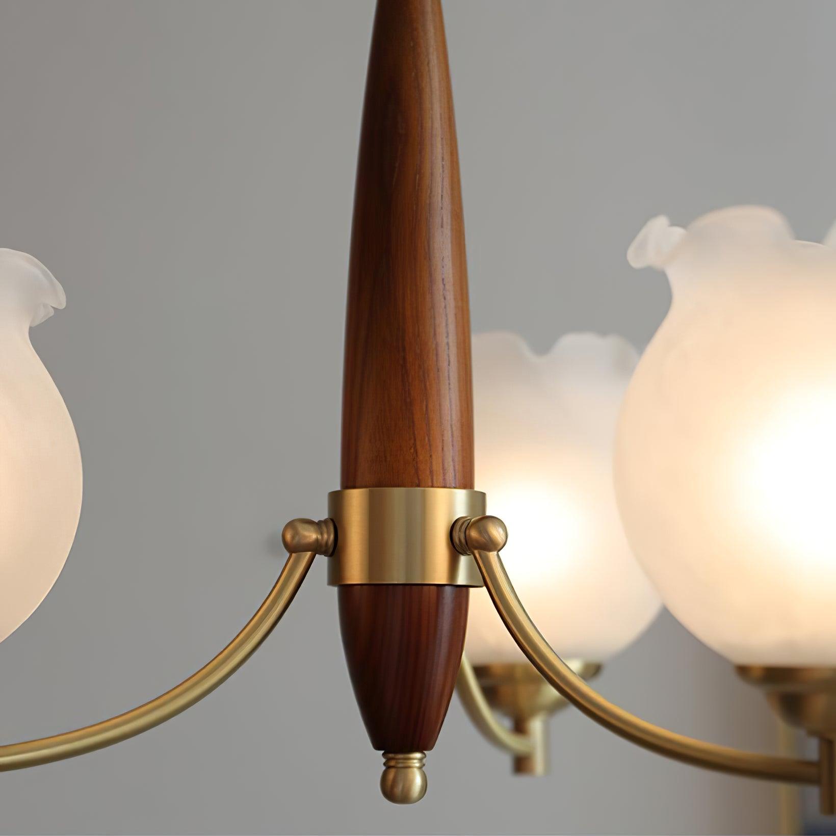 Tulips Glass Wood Chandelier - Cueteks
