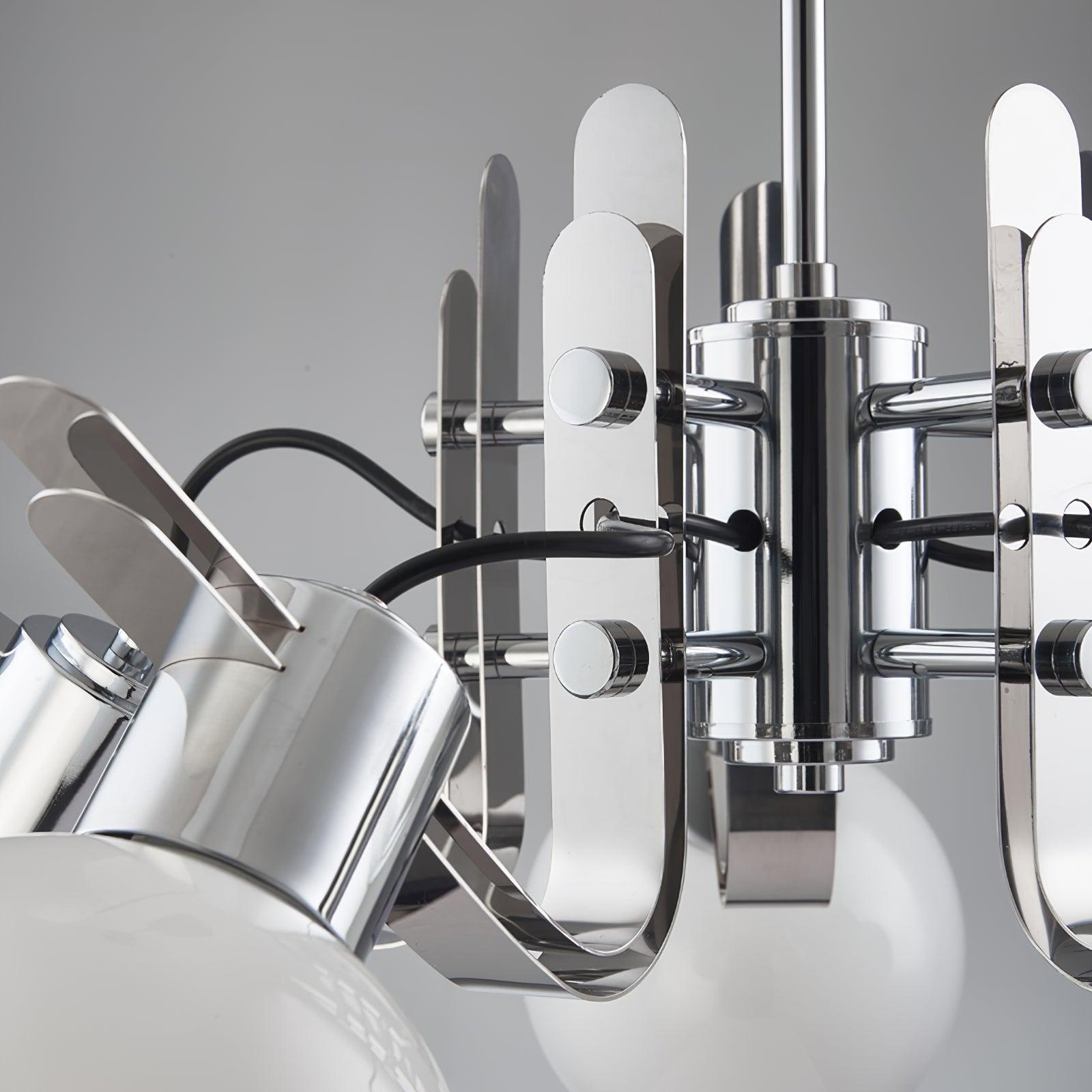 Vintage Geometrical Chrome Chandelier - Cueteks