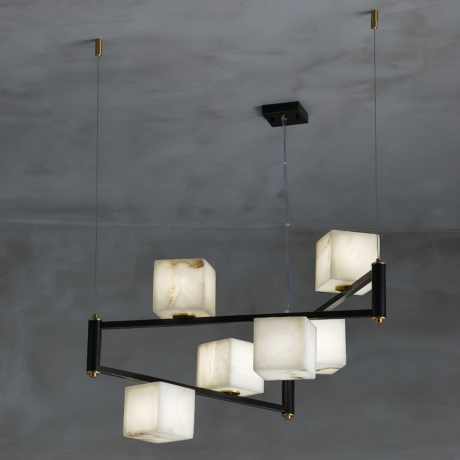 Alabaster Square Box Chandelier - Cueteks