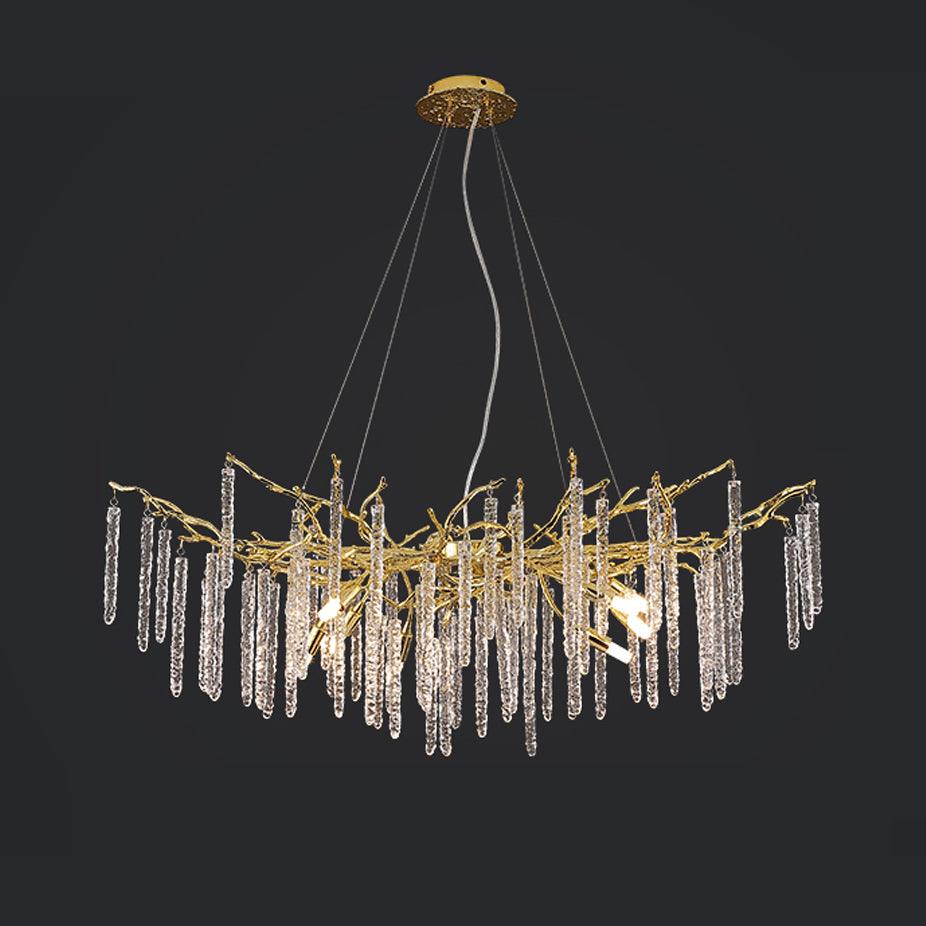 Crystal Icicles Branch Brass Chandelier - Cueteks