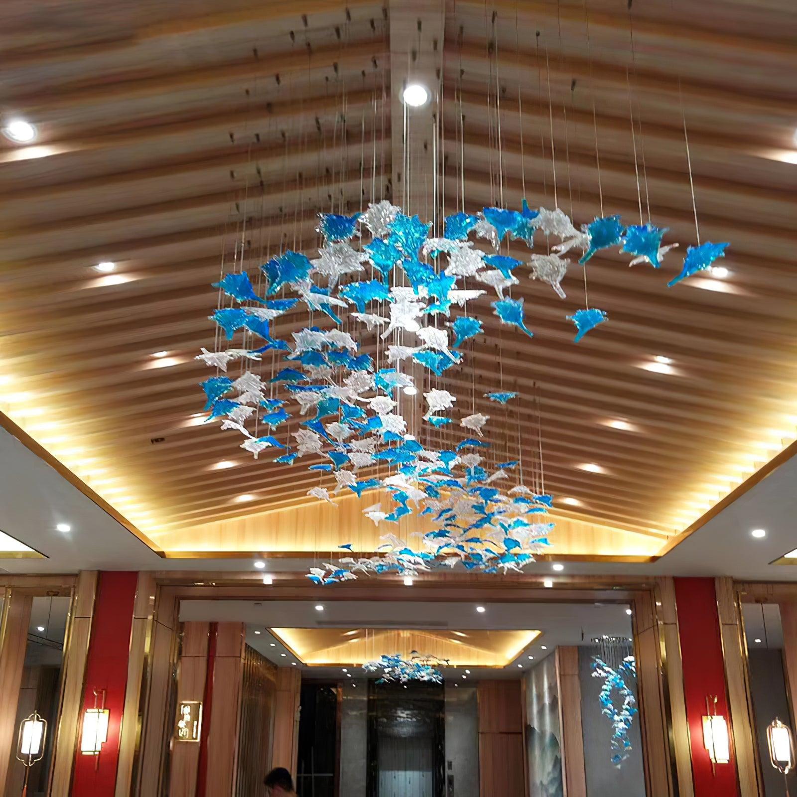 Multicolor Crystal Maple Leaf Chandelier - Cueteks