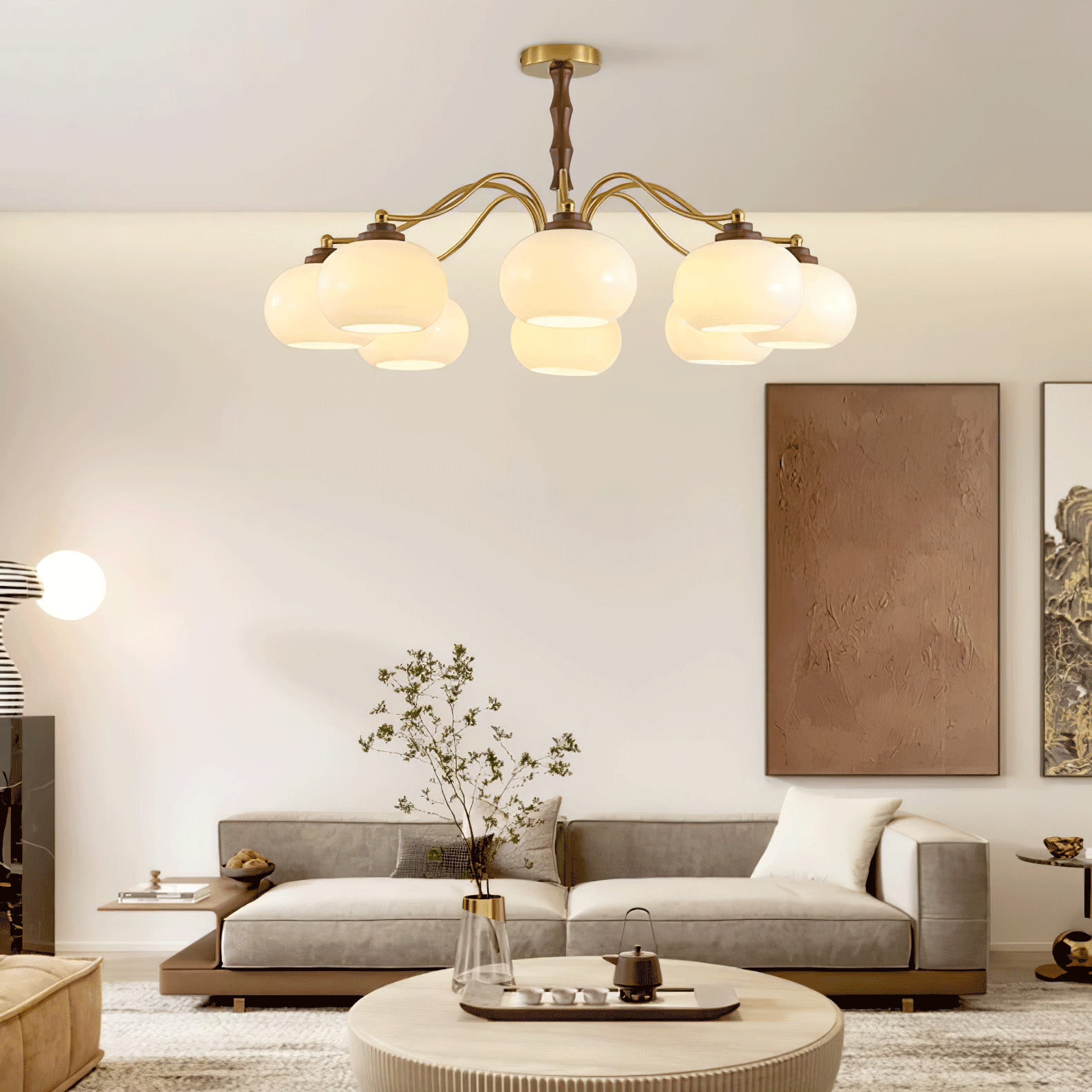 Persimmon Glass Globe Chandelier - Cueteks