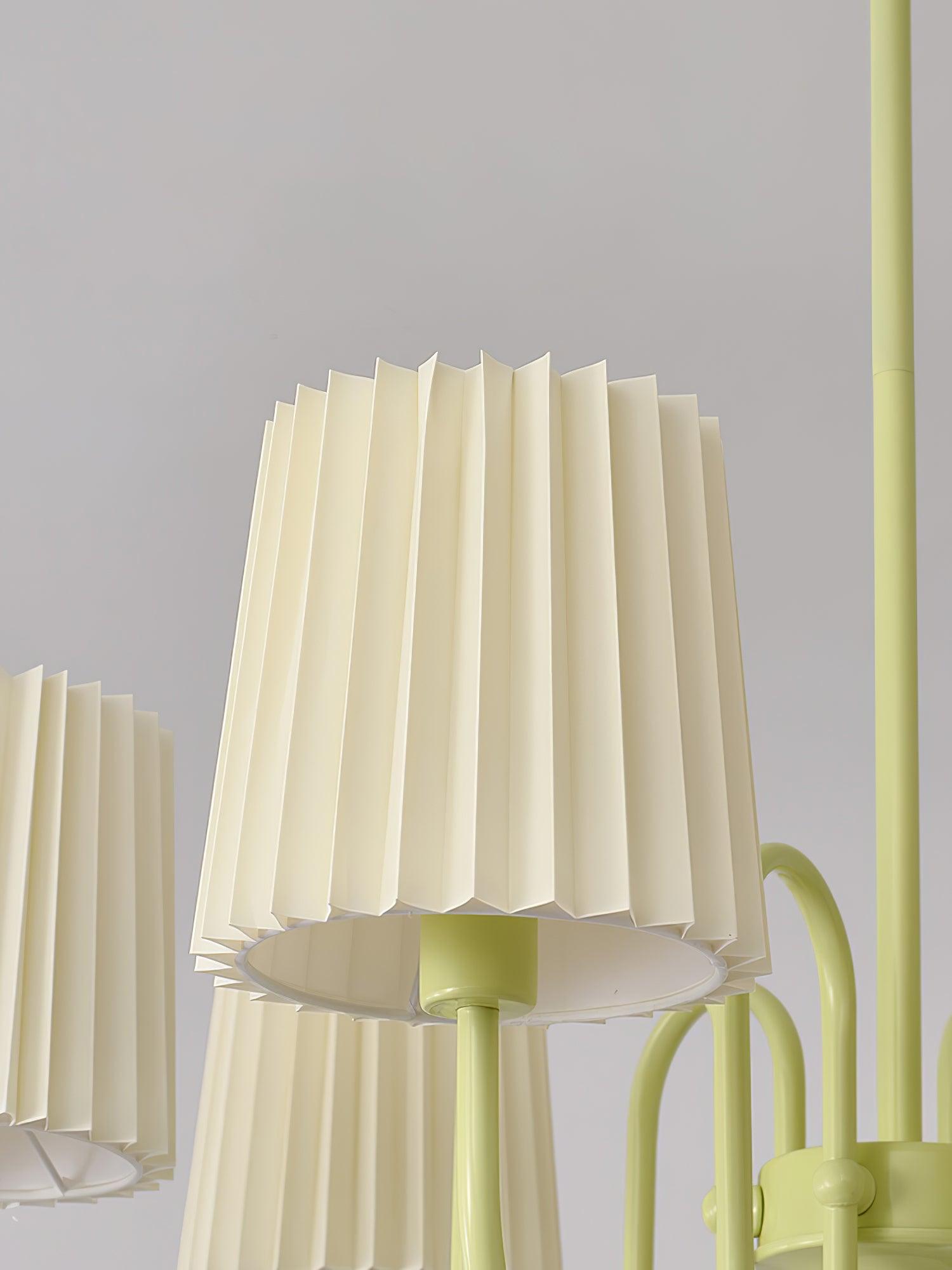 Pleated Fabric Matcha Chandelier - Cueteks