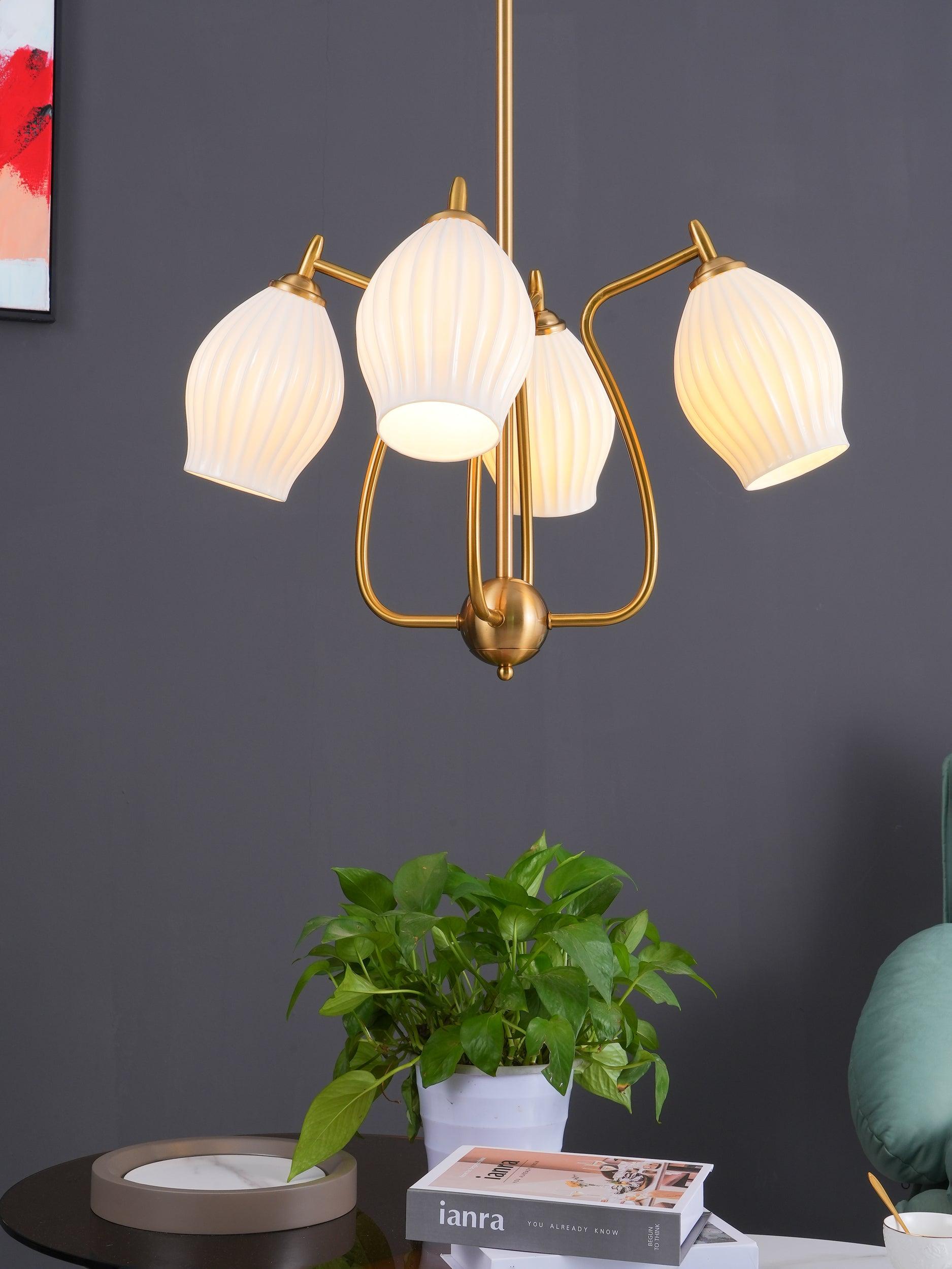 Ceramic Ribbed Chandelier - Cueteks