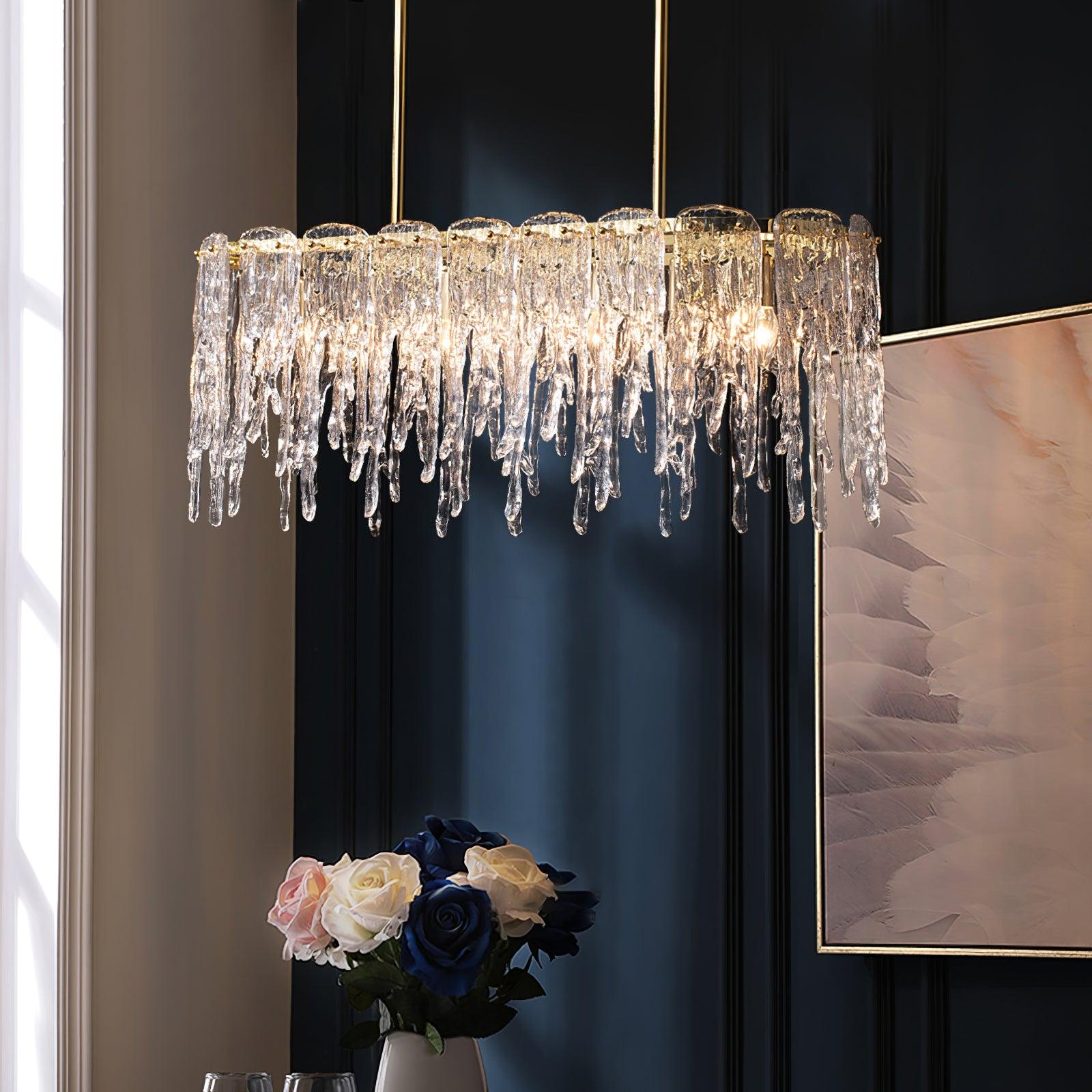 Rectangular Icicle Glass Chandelier - Cueteks
