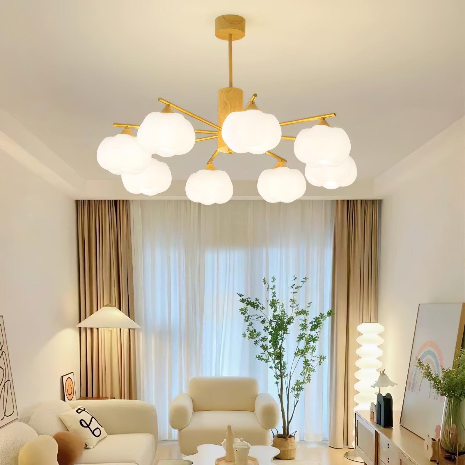 Wooden Cotton Balls Chandelier - Cueteks
