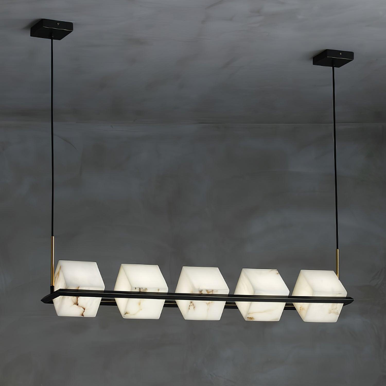 Alabaster Square Box Chandelier - Cueteks