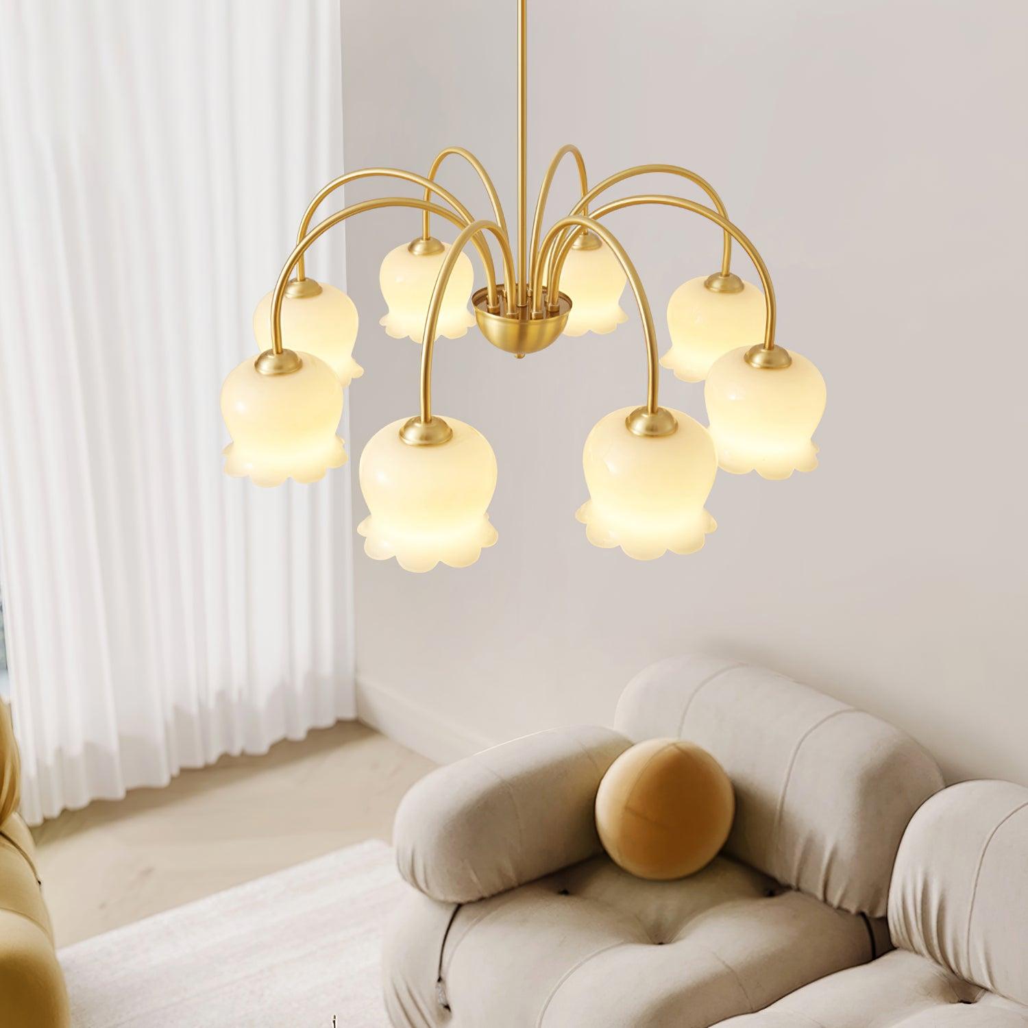 Orchids Brass Chandelier - Cueteks