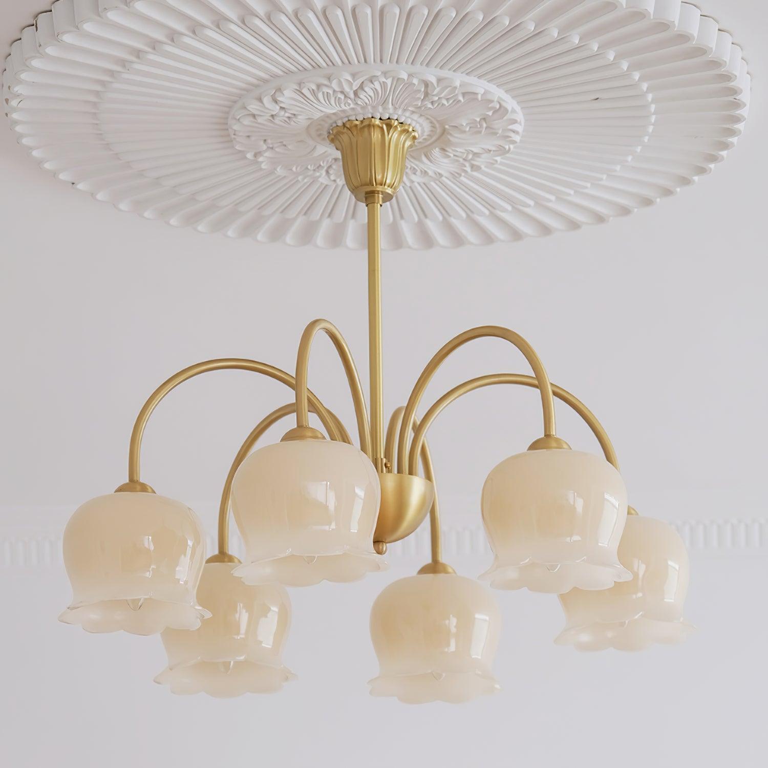 Orchids Brass Chandelier - Cueteks