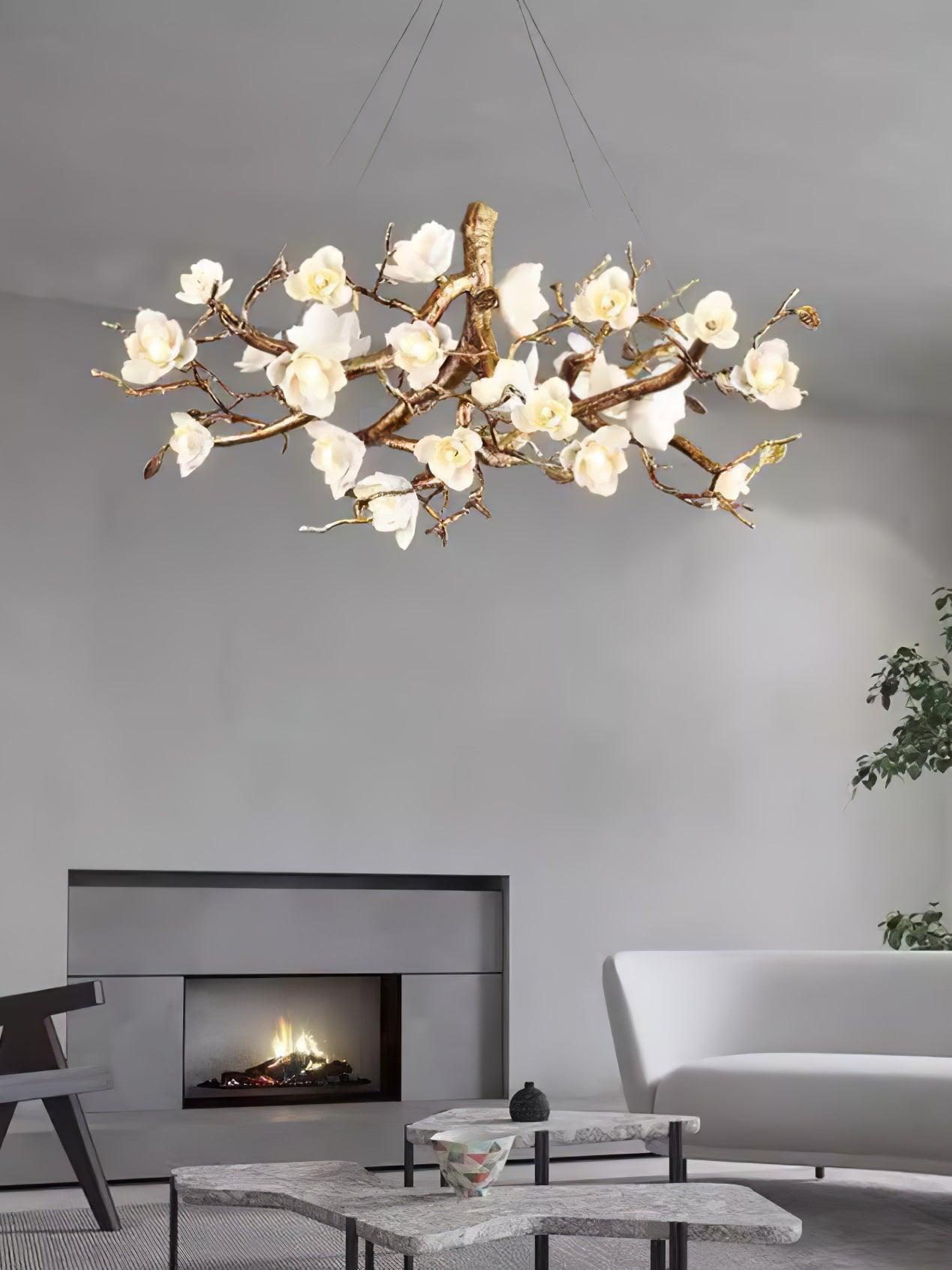 Flower Bloom Branch Brass Chandelier - Cueteks