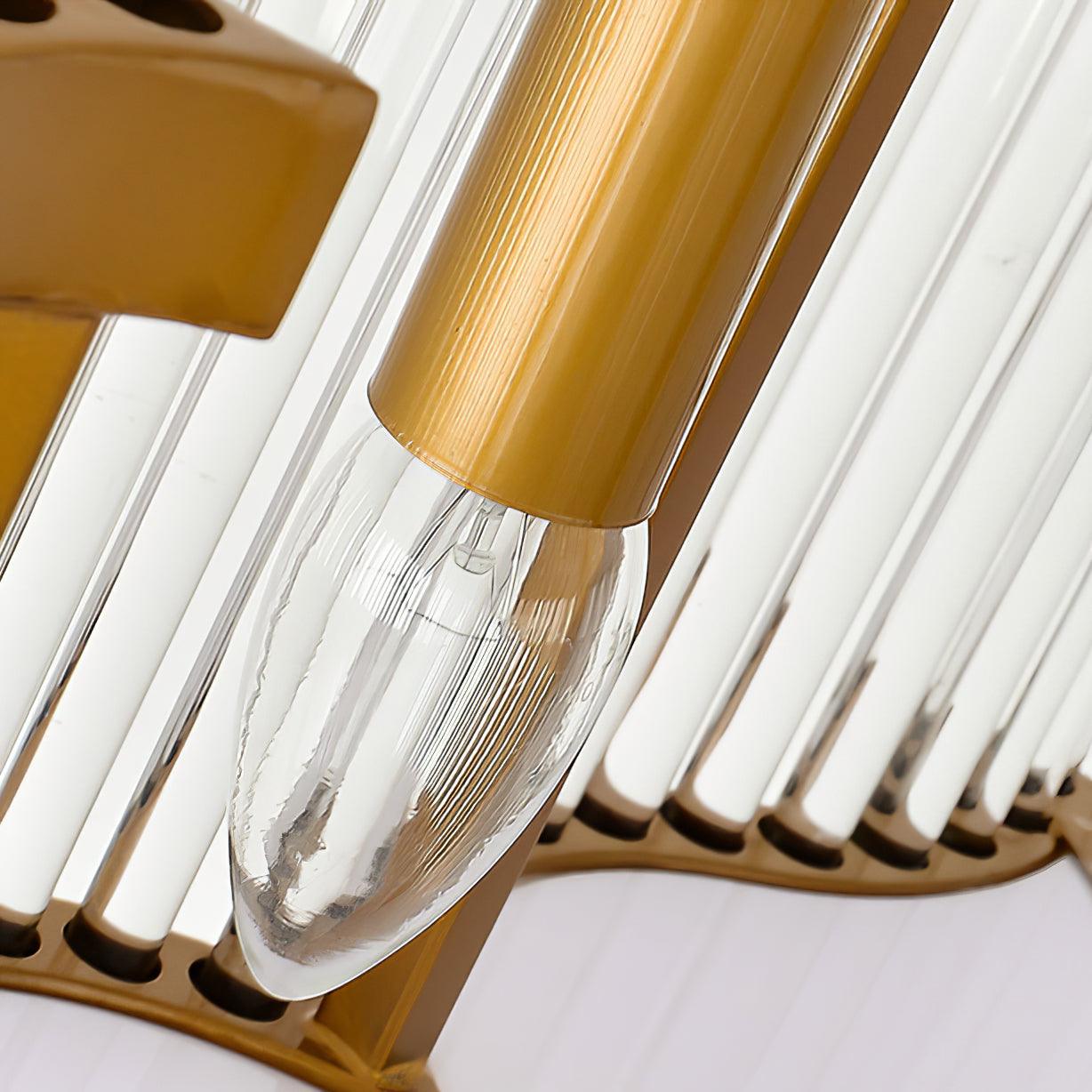 Pharo II tiered chandelier with clear ridged elements and a scalloped metal frame