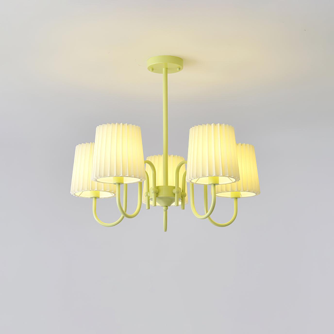 Pleated Fabric Matcha Chandelier - Cueteks