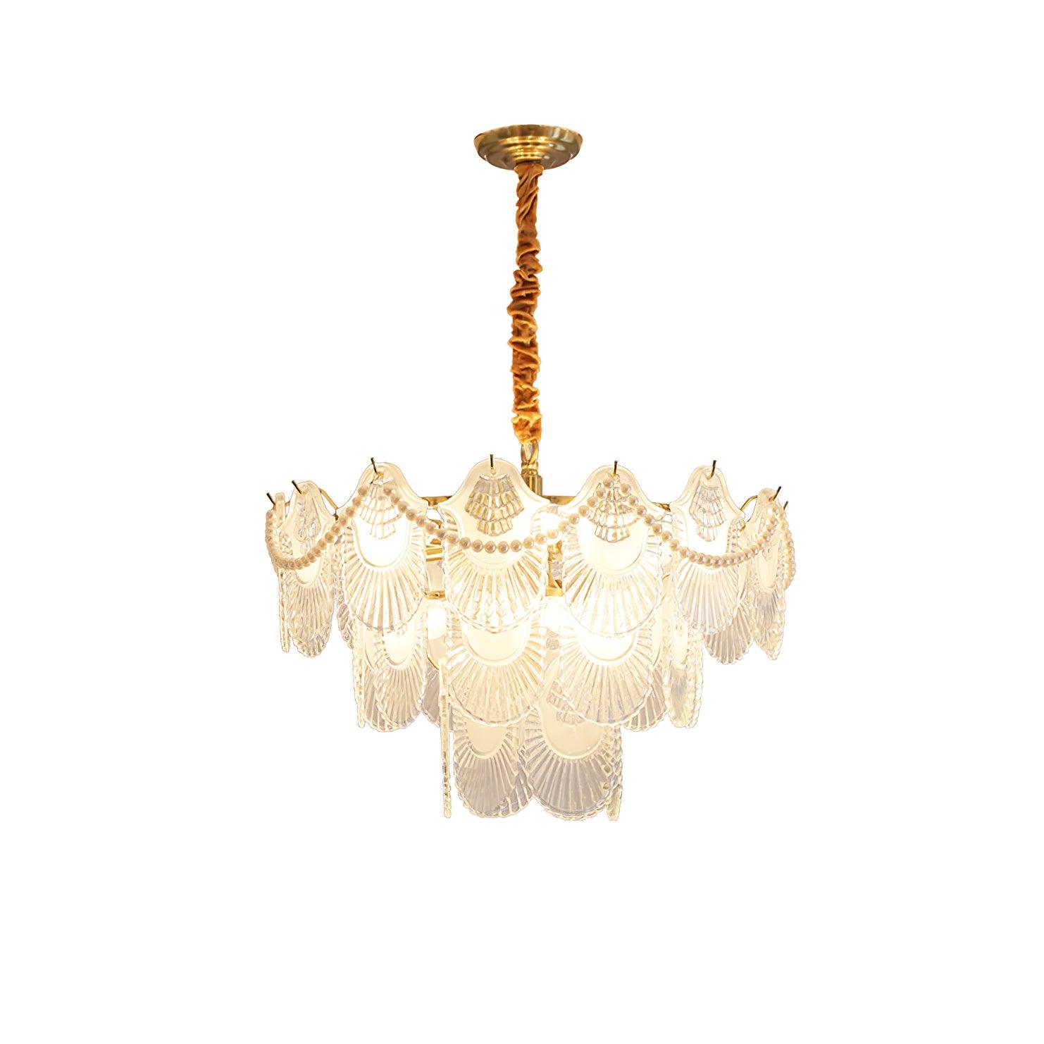 Pearl Glass Shell Chandelier - Cueteks