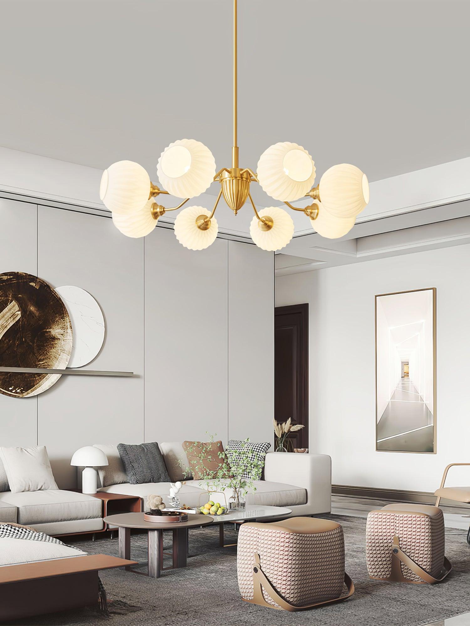 Ribbed Glass Ball Chandelier - Cueteks